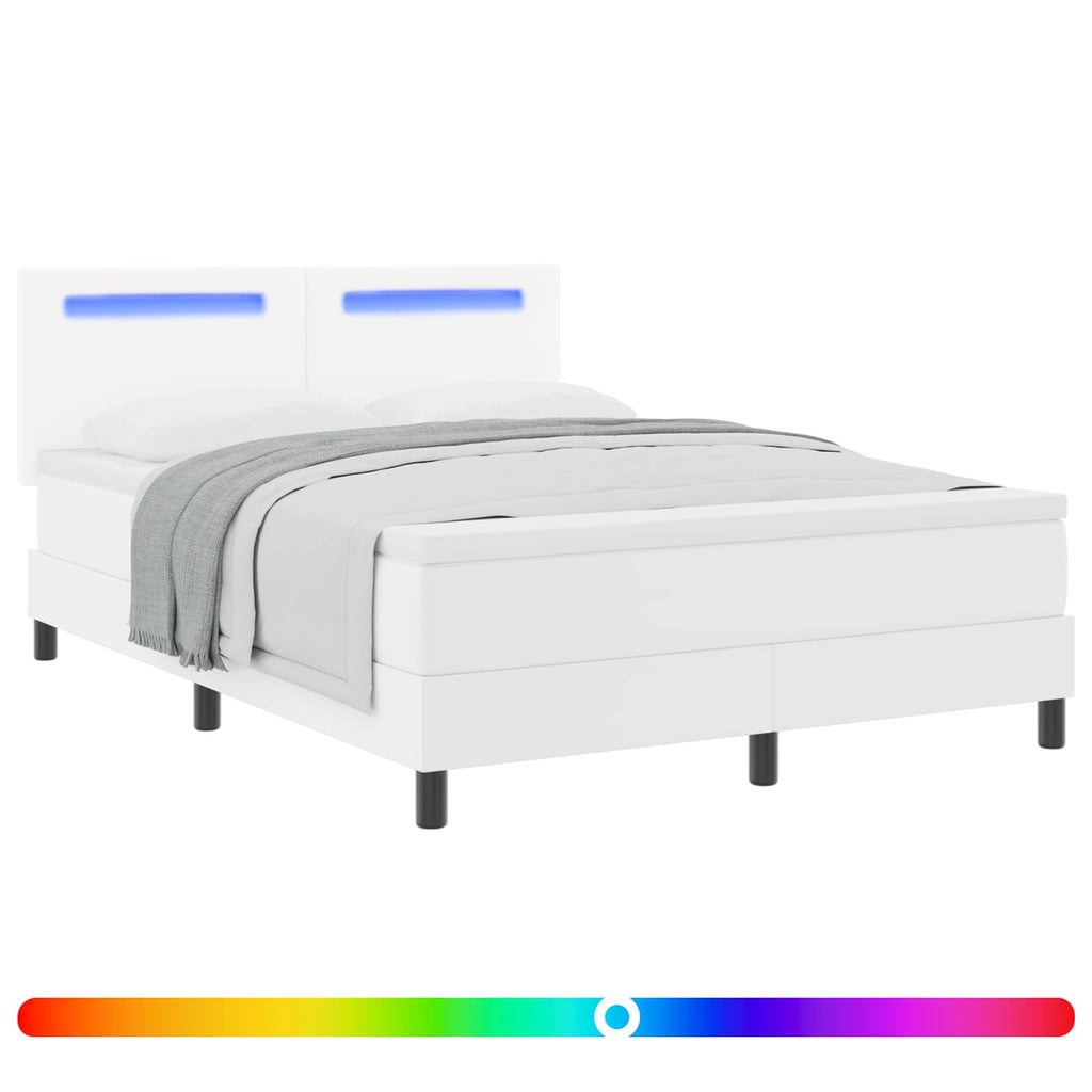 vidaXL Łóżko sprężynowe Biały 140 x 190 cm Skóra syntetyczna