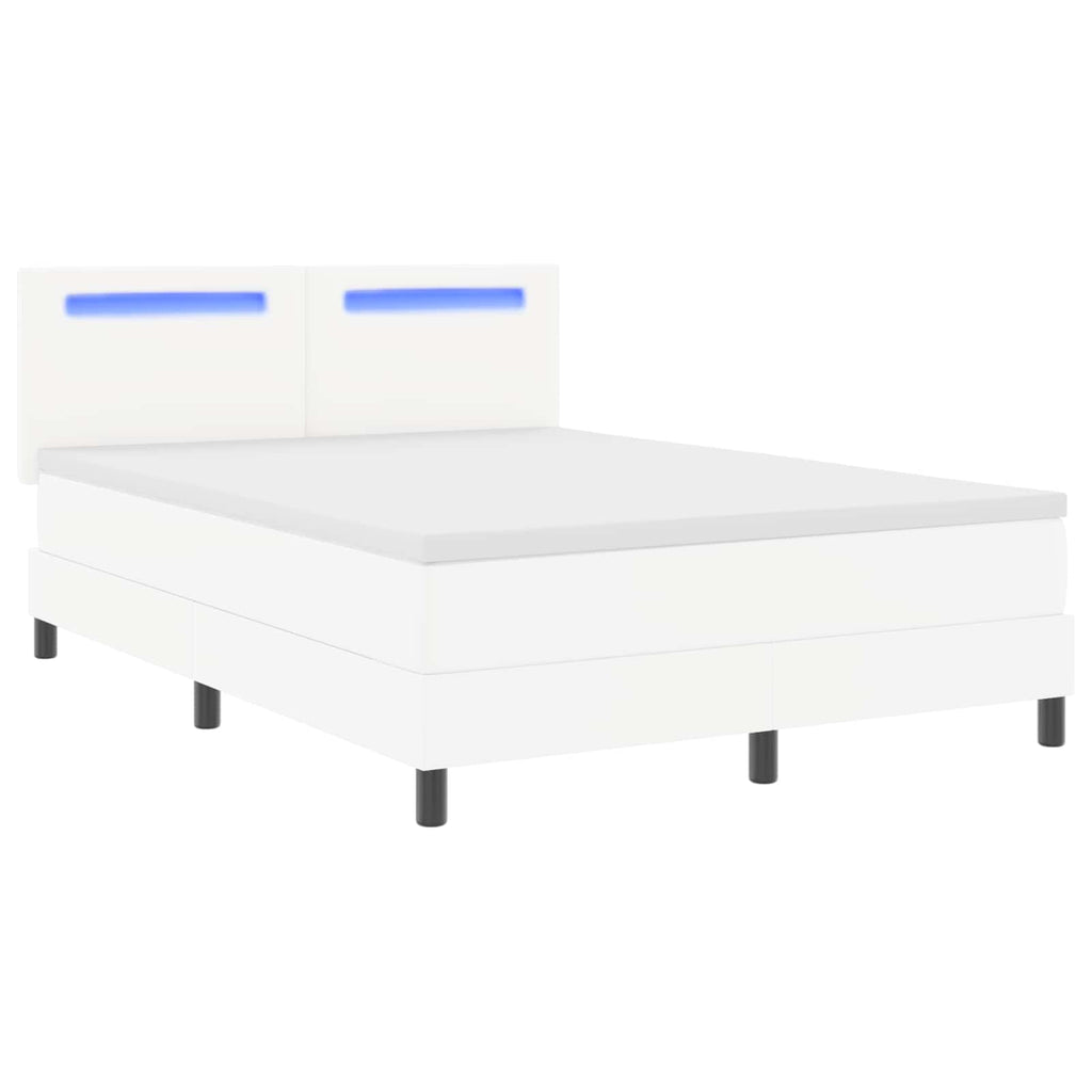 vidaXL Łóżko sprężynowe Biały 140 x 190 cm Skóra syntetyczna