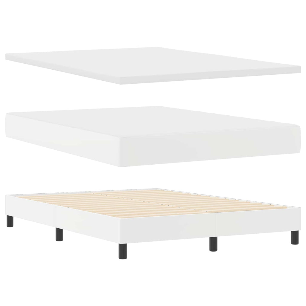 vidaXL Łóżko sprężynowe Biały 140 x 190 cm Skóra syntetyczna