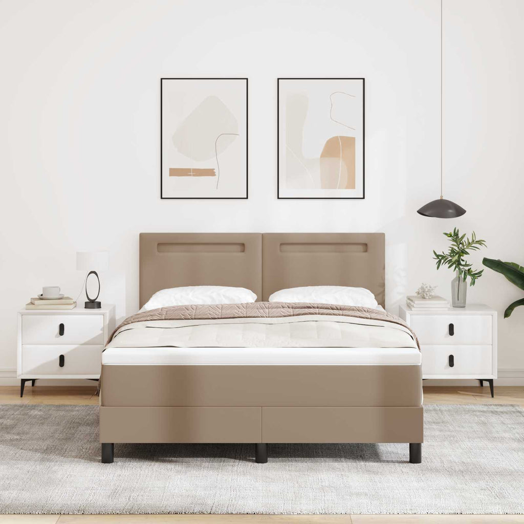 vidaXL Łóżko sprężynowe Cappuccino 140 x 190 cm Skóra syntetyczna