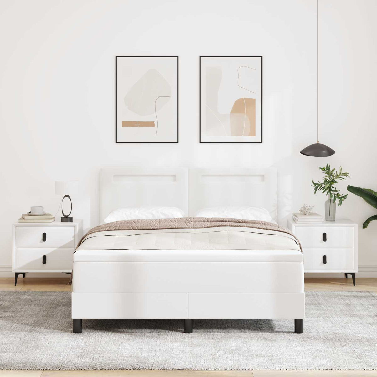 vidaXL Łóżko sprężynowe Biały 140 x 200 cm Skóra syntetyczna