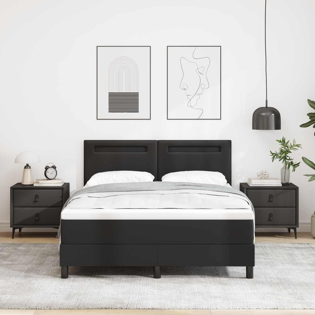vidaXL Łóżko sprężynowe Czarny 160 x 200 cm Skóra syntetyczna