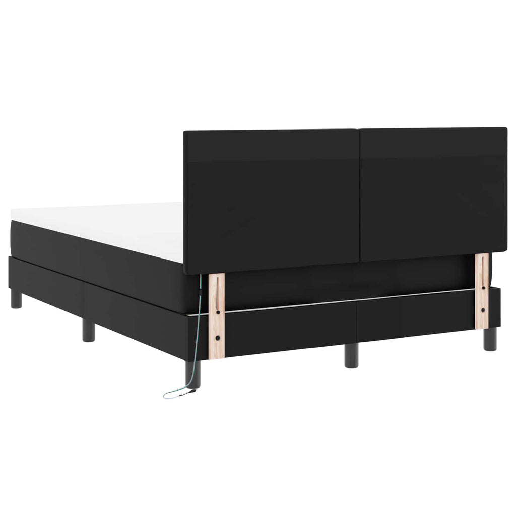 vidaXL Łóżko sprężynowe Czarny 160 x 200 cm Skóra syntetyczna