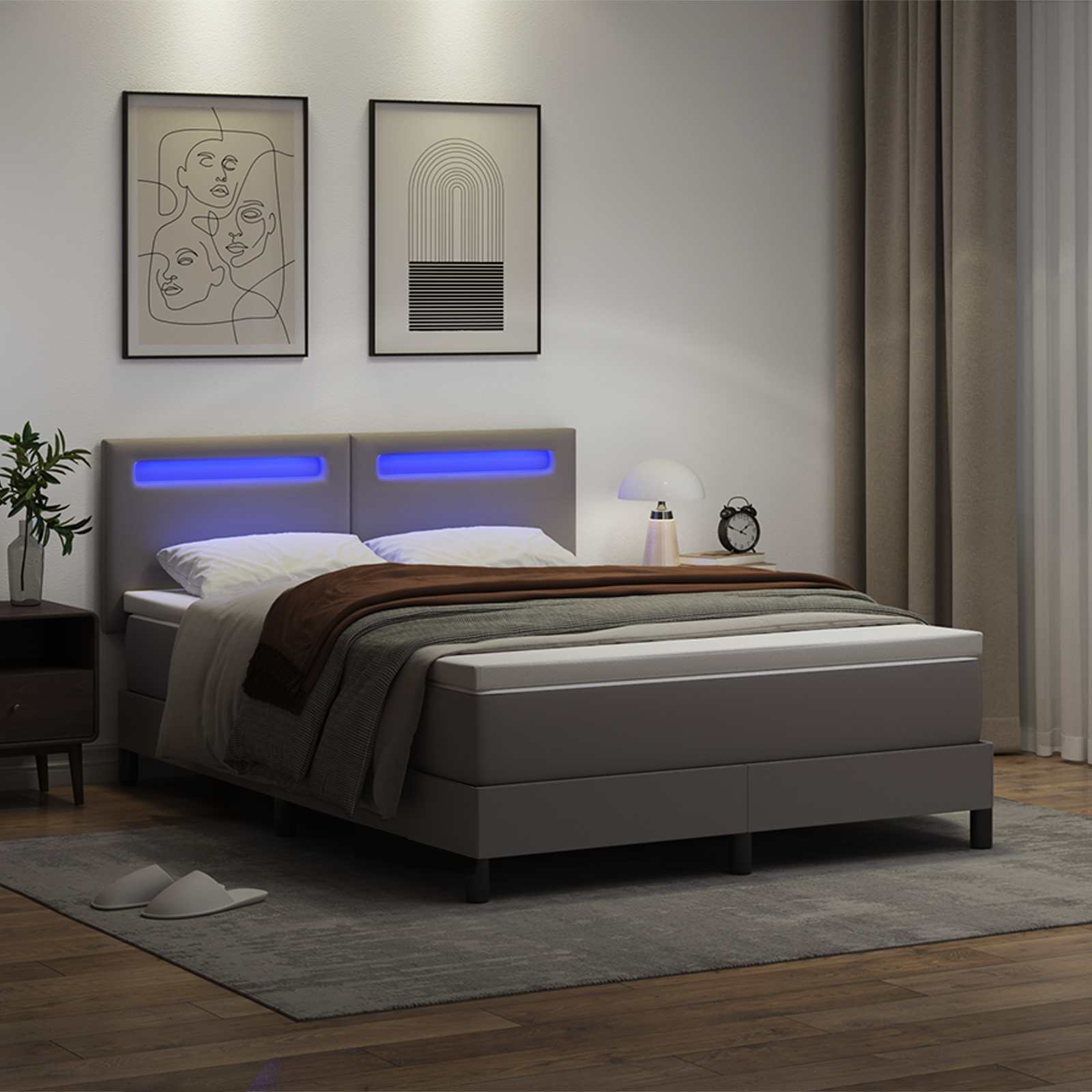 vidaXL Łóżko sprężynowe Szary 160 x 200 cm Skóra syntetyczna