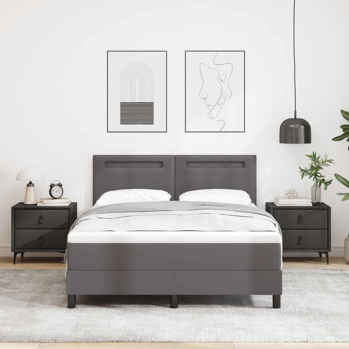 vidaXL Łóżko sprężynowe Szary 160 x 200 cm Skóra syntetyczna