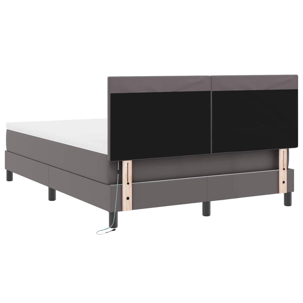 vidaXL Łóżko sprężynowe Szary 160 x 200 cm Skóra syntetyczna