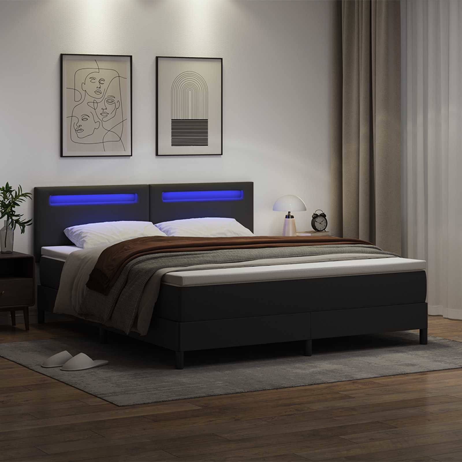 vidaXL Łóżko sprężynowe Czarny 180 x 200 cm Skóra syntetyczna