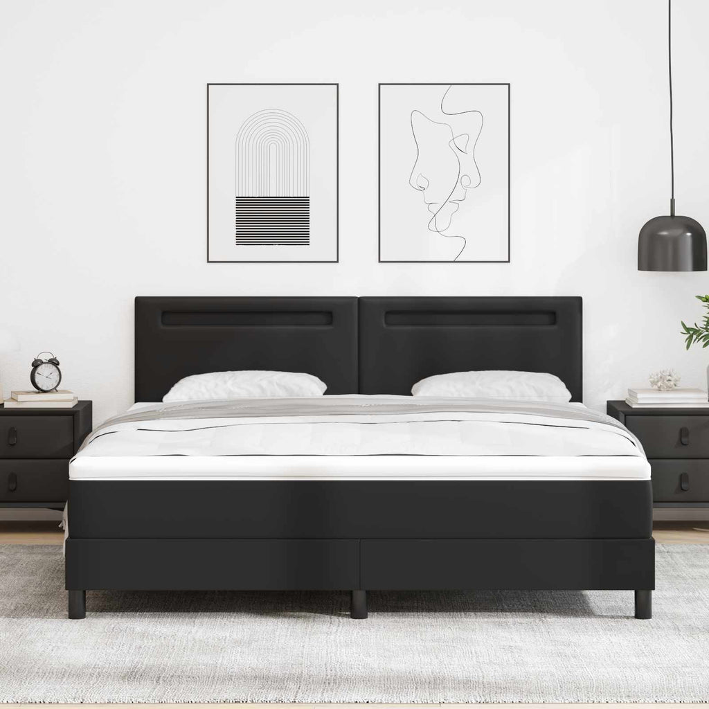 vidaXL Łóżko sprężynowe Czarny 180 x 200 cm Skóra syntetyczna
