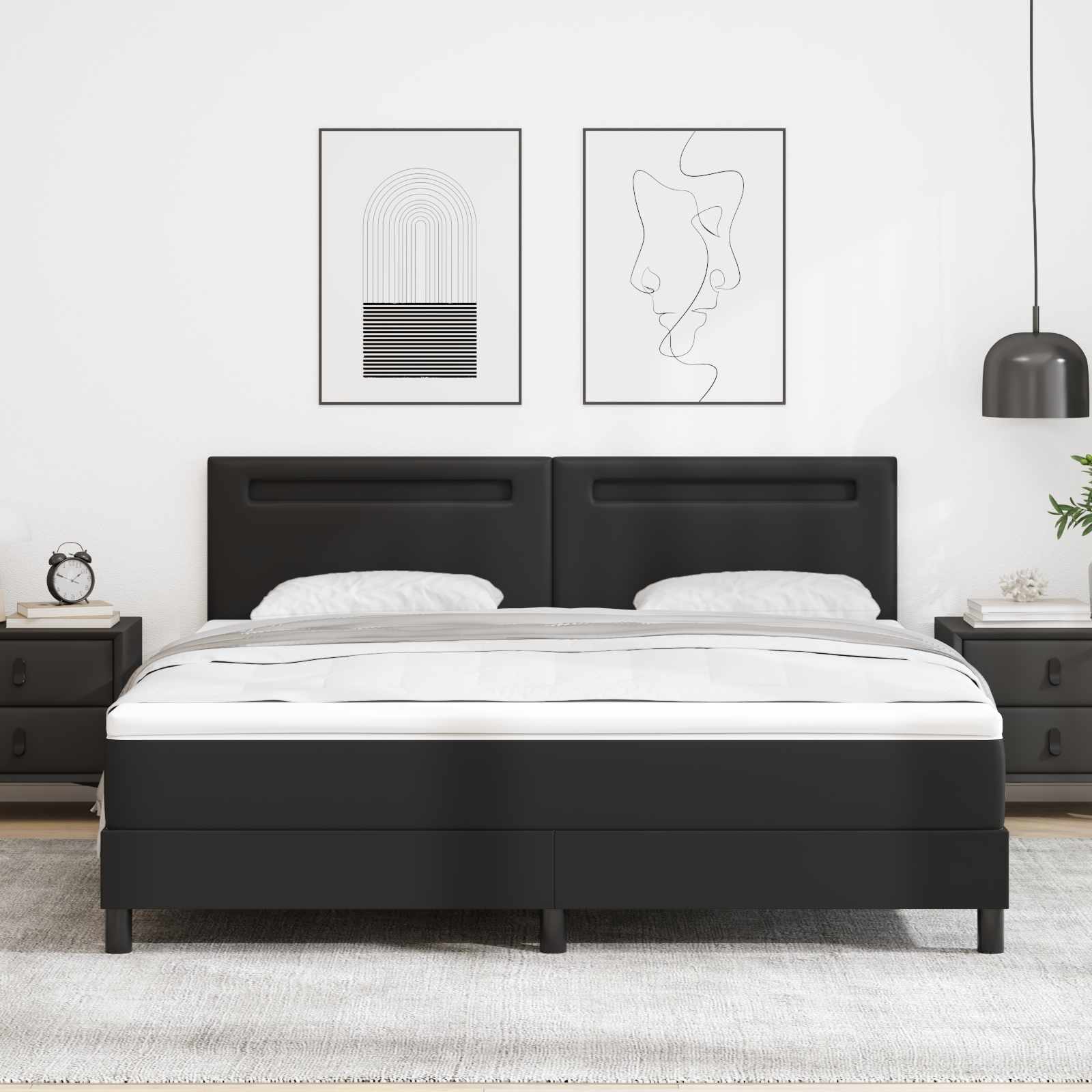 vidaXL Łóżko sprężynowe Czarny 180 x 200 cm Skóra syntetyczna