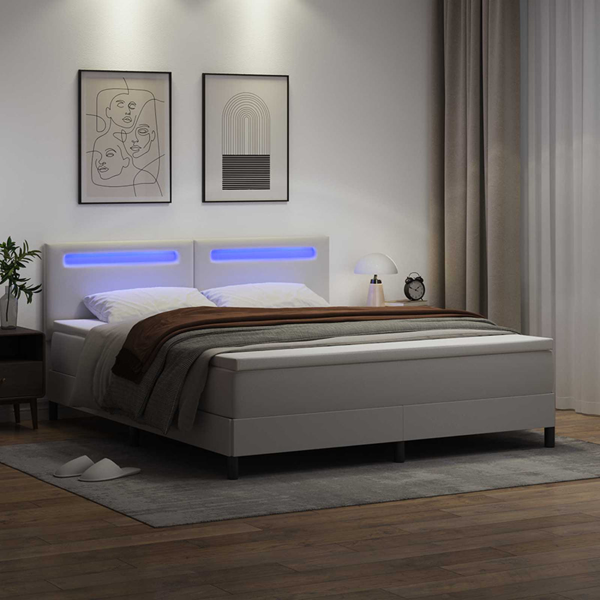 vidaXL Łóżko sprężynowe Biały 180 x 200 cm Skóra syntetyczna