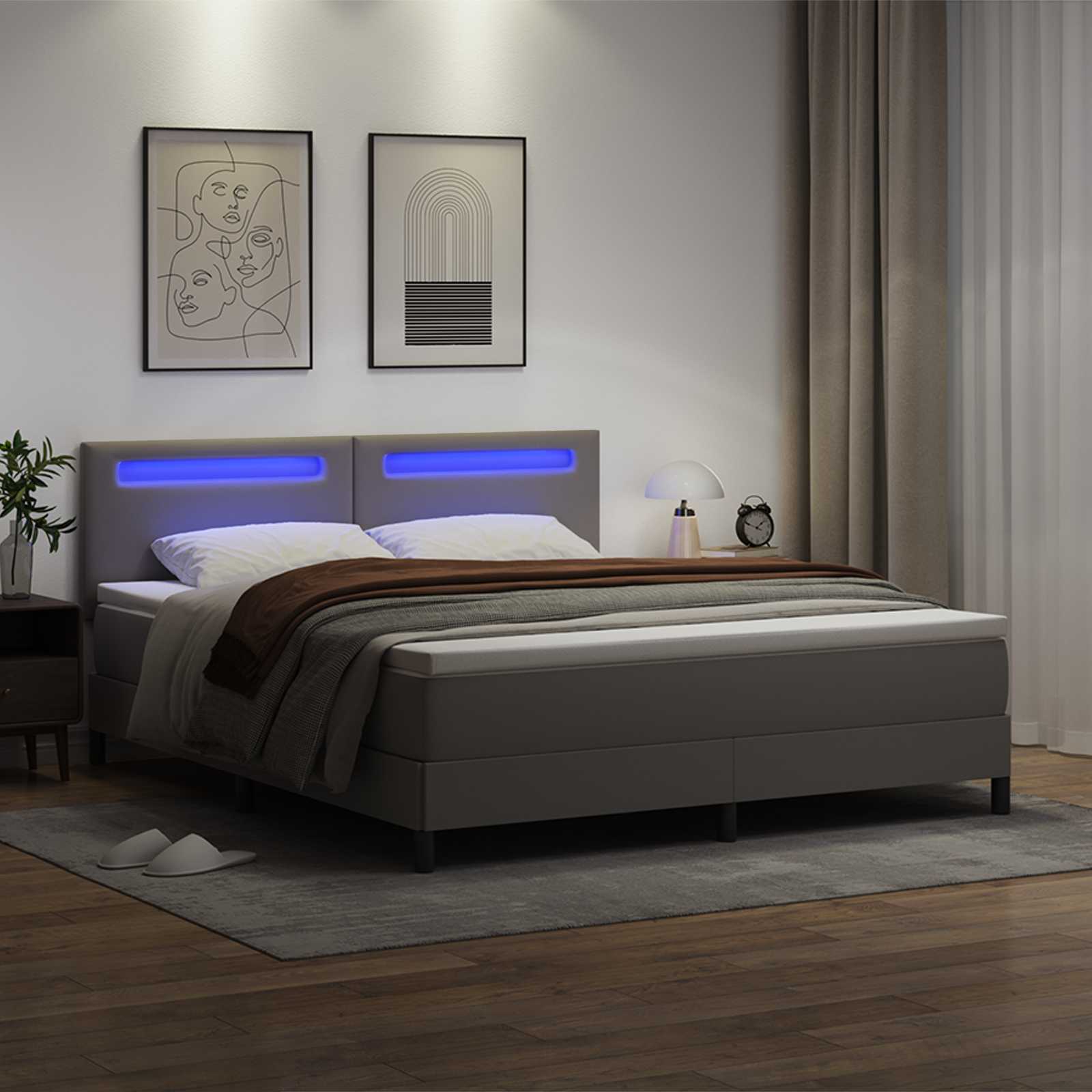 vidaXL Łóżko sprężynowe Szary 180 x 200 cm Skóra syntetyczna