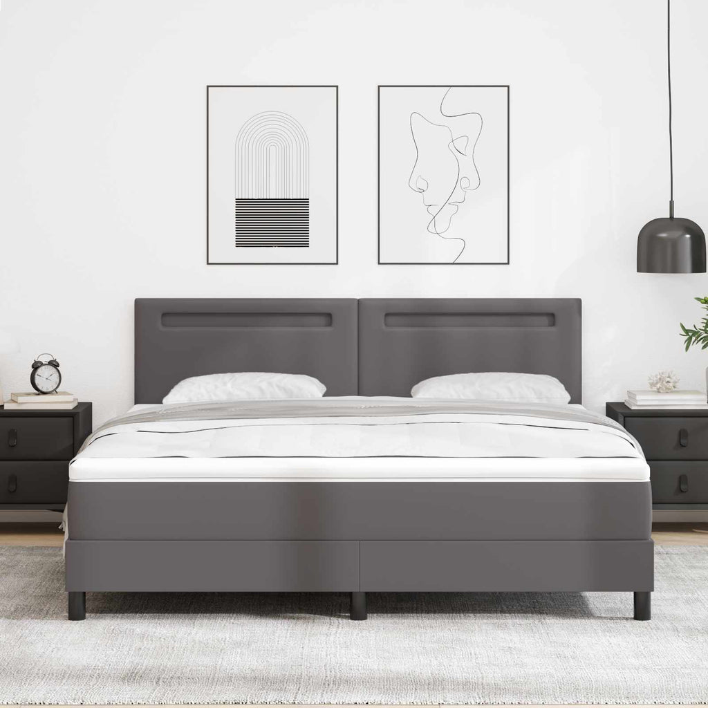vidaXL Łóżko sprężynowe Szary 180 x 200 cm Skóra syntetyczna