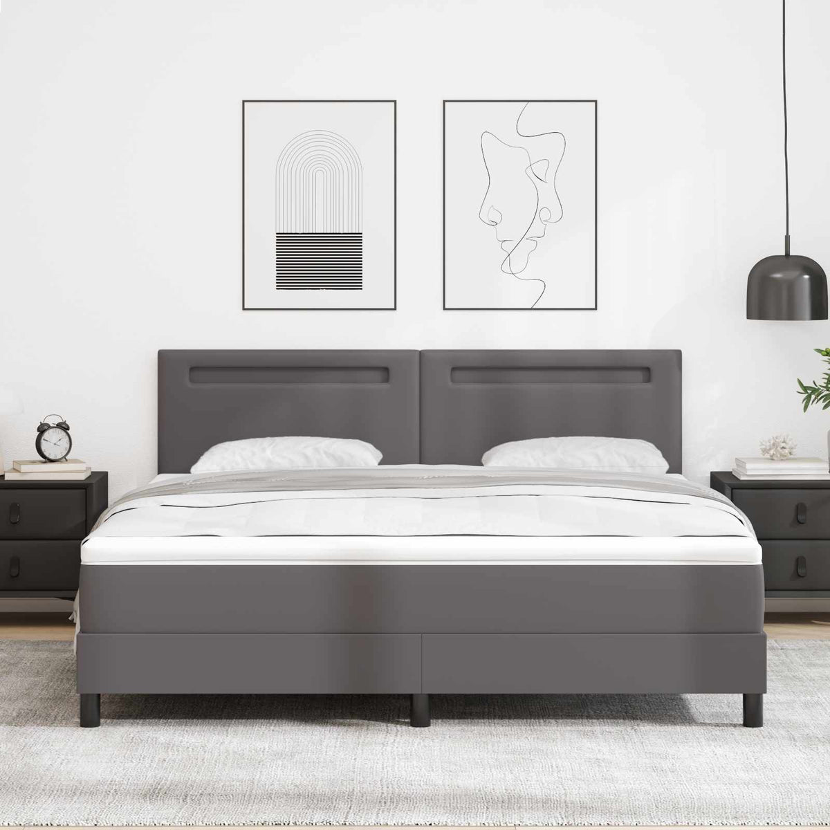 vidaXL Łóżko sprężynowe Szary 180 x 200 cm Skóra syntetyczna