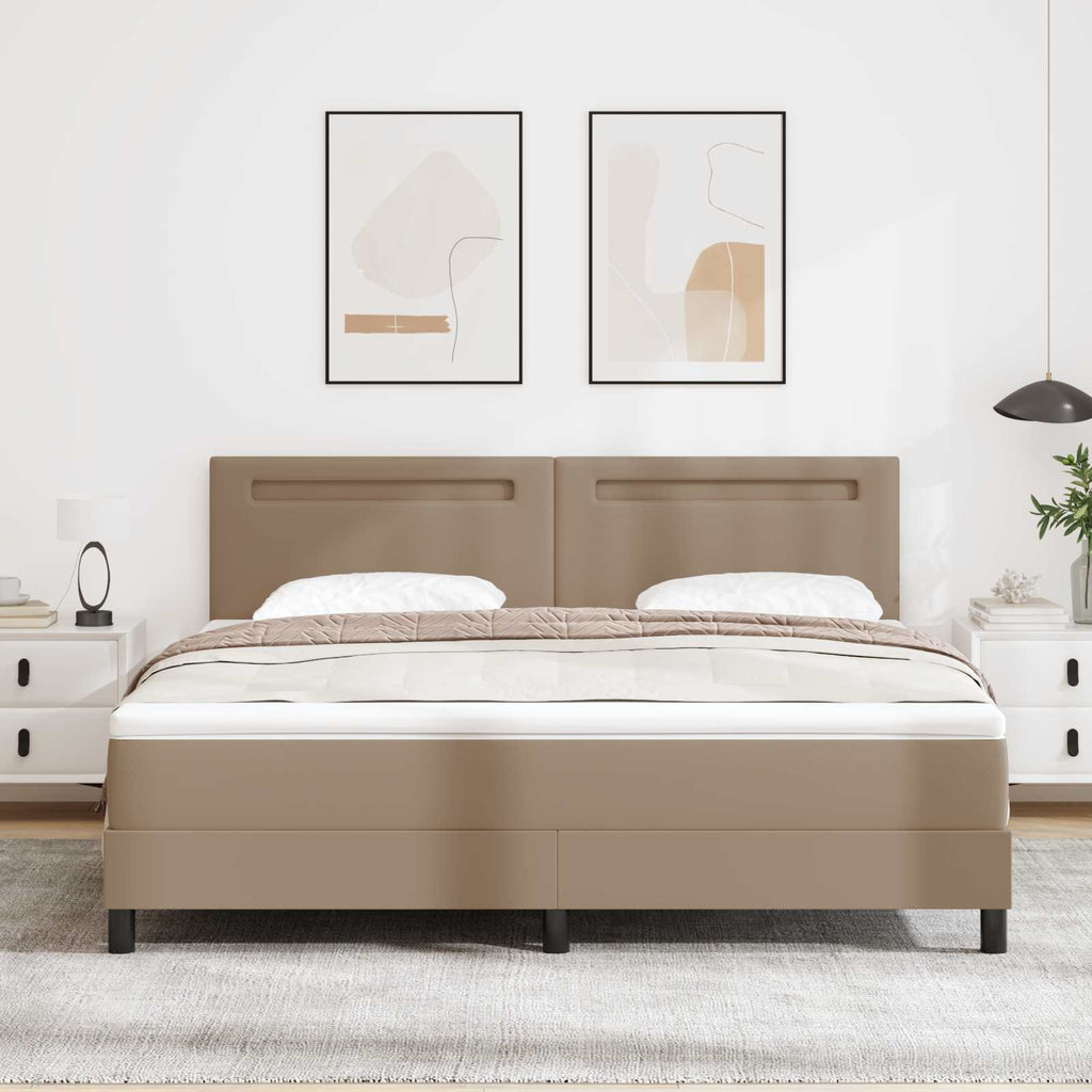 vidaXL Łóżko sprężynowe Cappuccino 180 x 200 cm Skóra syntetyczna