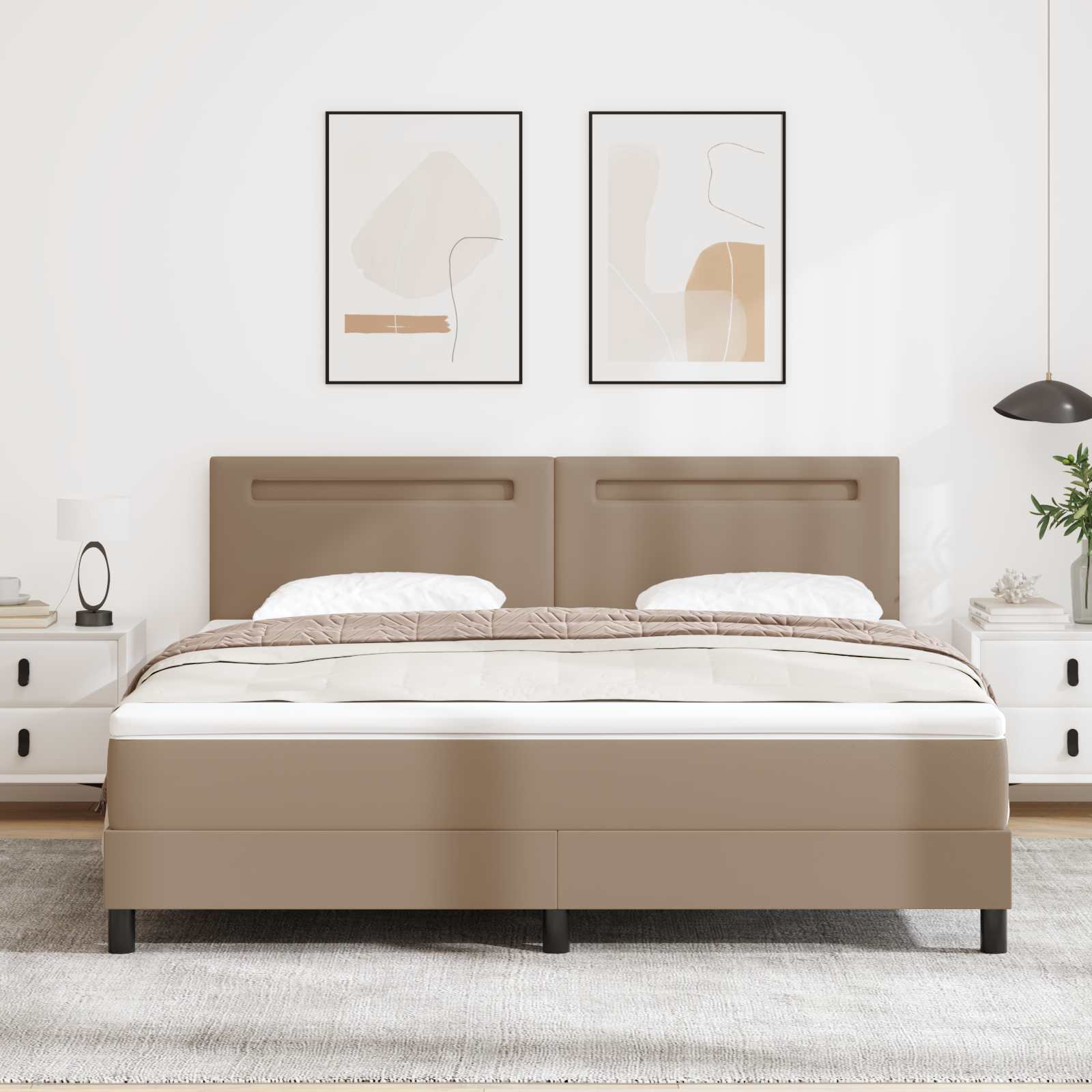 vidaXL Łóżko sprężynowe Cappuccino 180 x 200 cm Skóra syntetyczna