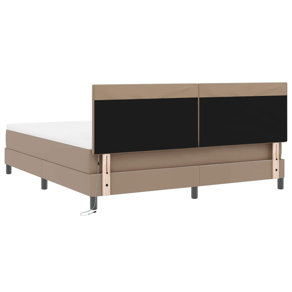 vidaXL Łóżko sprężynowe Cappuccino 180 x 200 cm Skóra syntetyczna