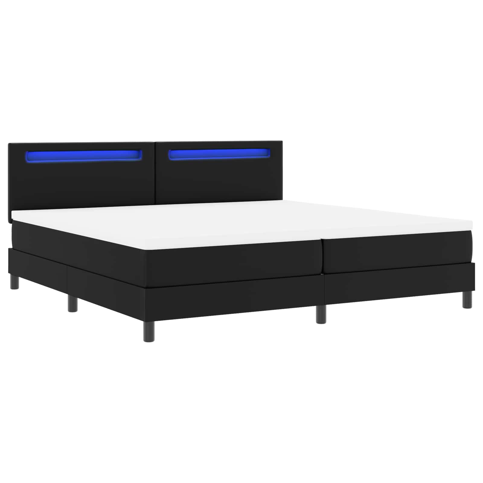 vidaXL Łóżko sprężynowe z LED Czarny 200 x 200 cm Skóra syntetyczna