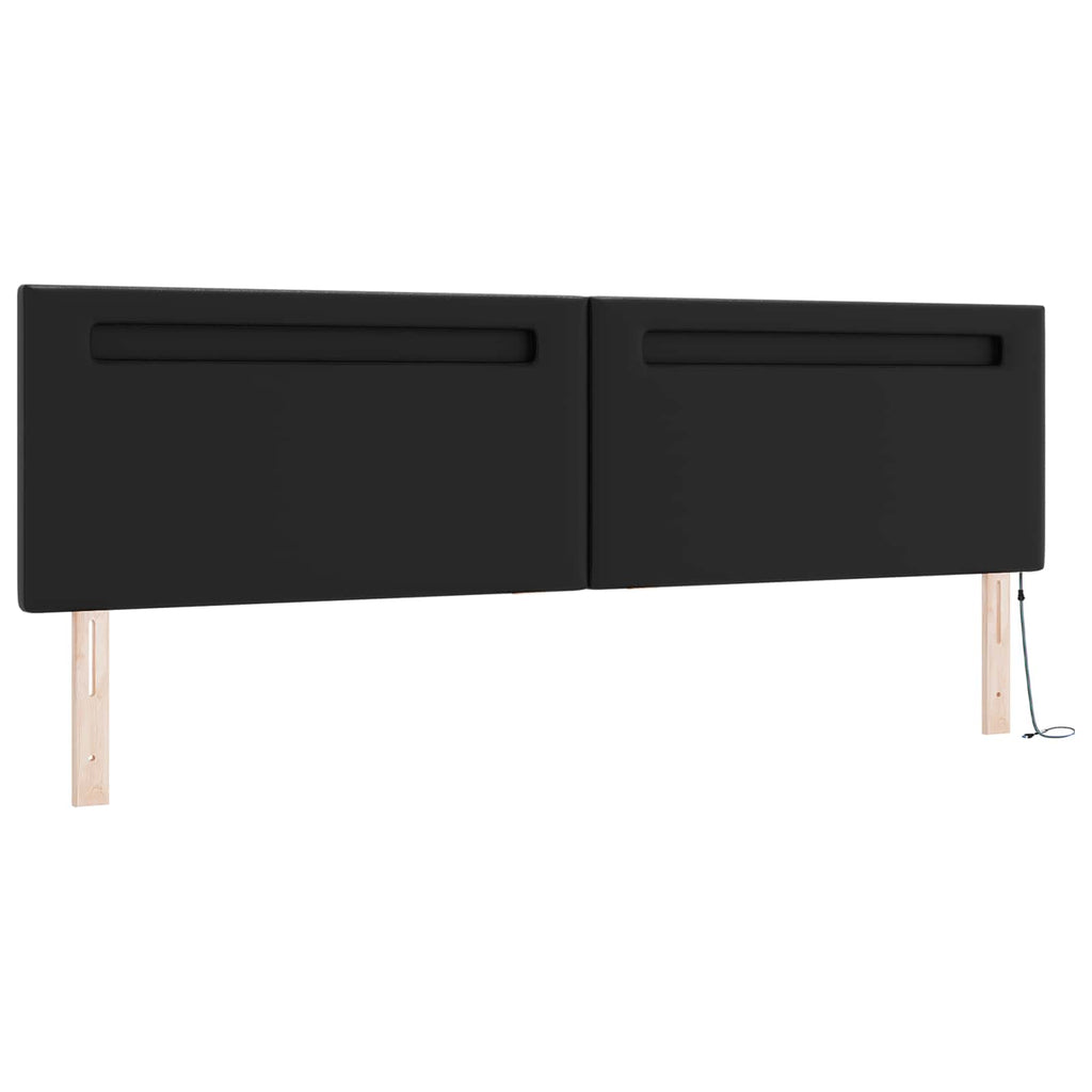 vidaXL Łóżko sprężynowe z LED Czarny 200 x 200 cm Skóra syntetyczna