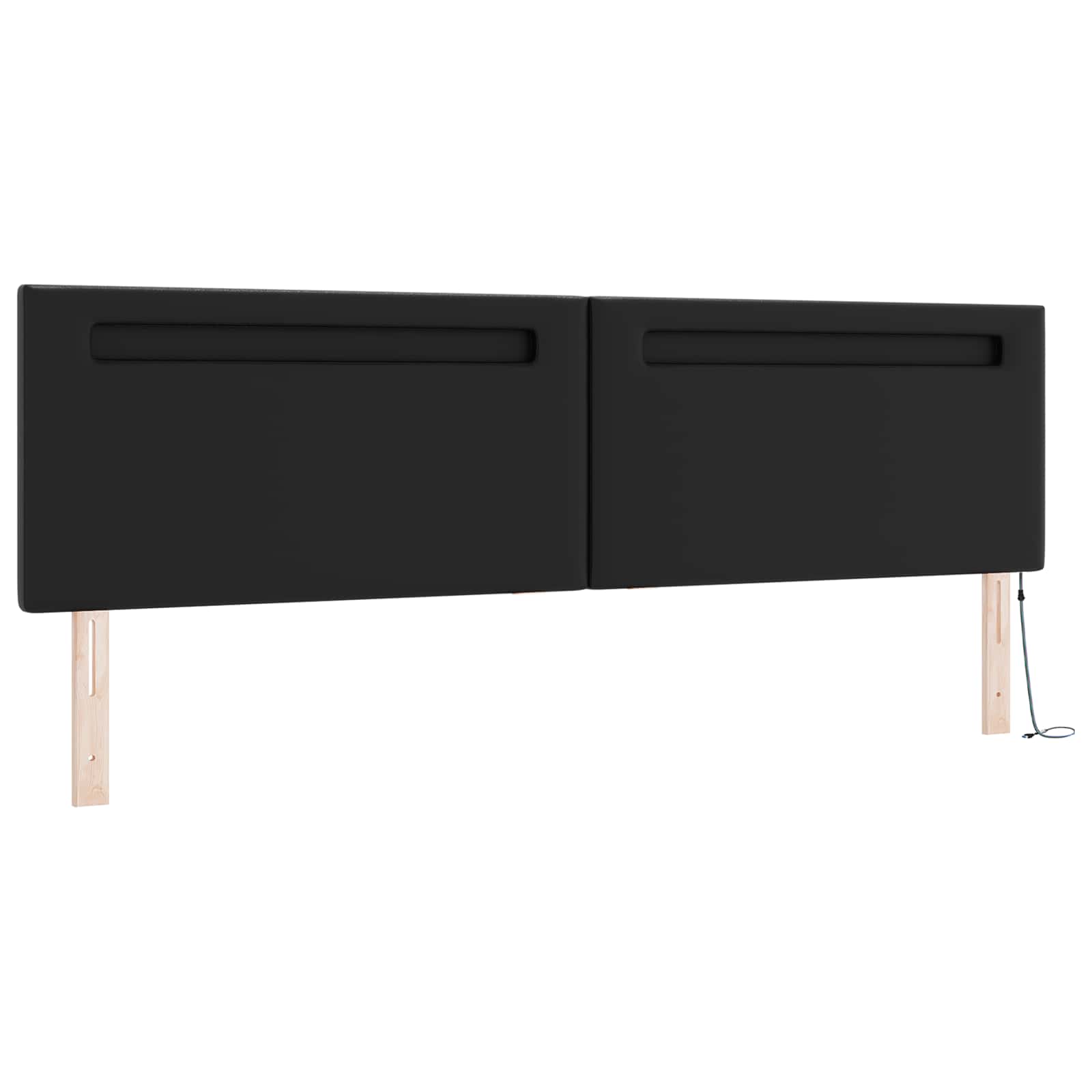 vidaXL Łóżko sprężynowe z LED Czarny 200 x 200 cm Skóra syntetyczna