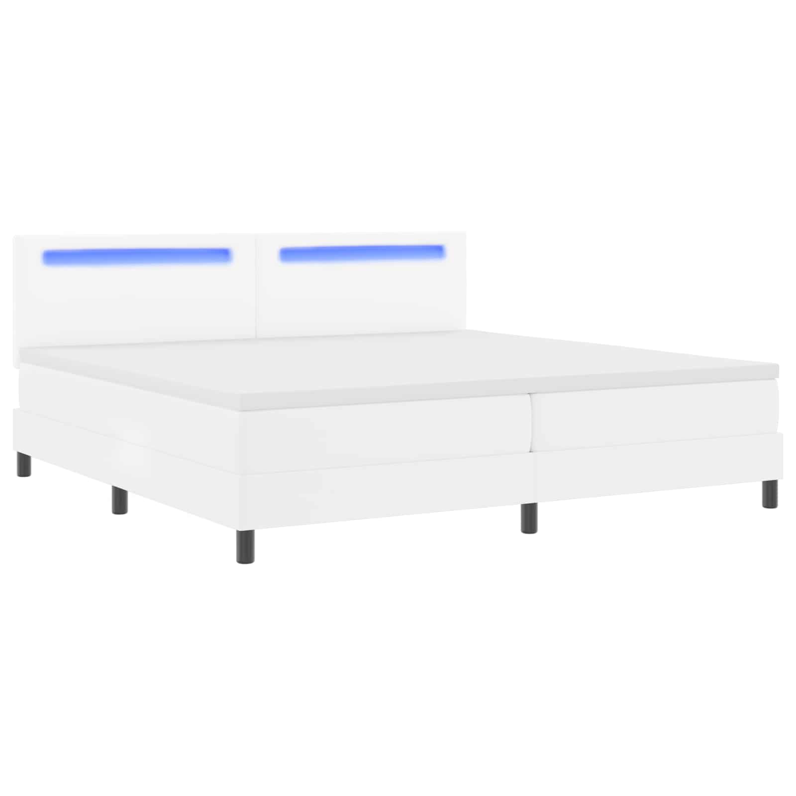 vidaXL Łóżko sprężynowe z LED Biały 200 x 200 cm Skóra syntetyczna