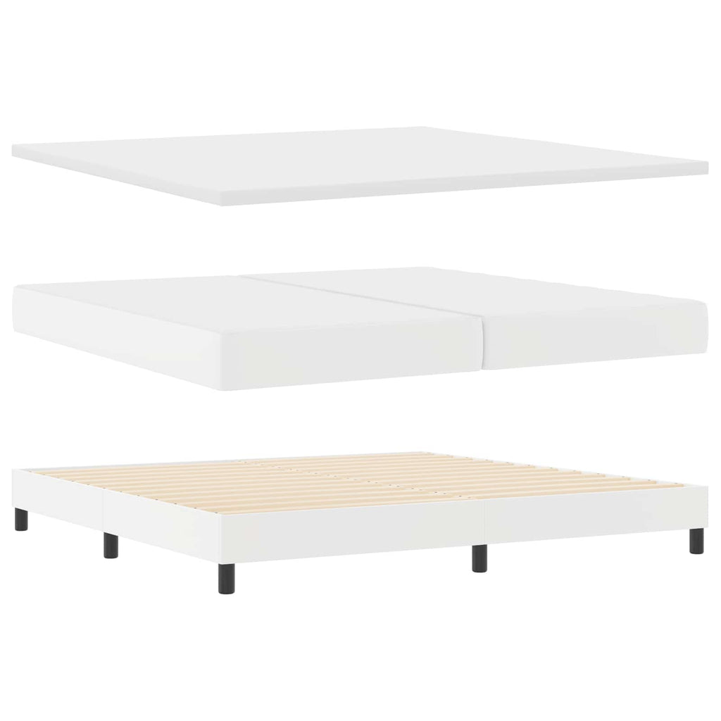 vidaXL Łóżko sprężynowe z LED Biały 200 x 200 cm Skóra syntetyczna