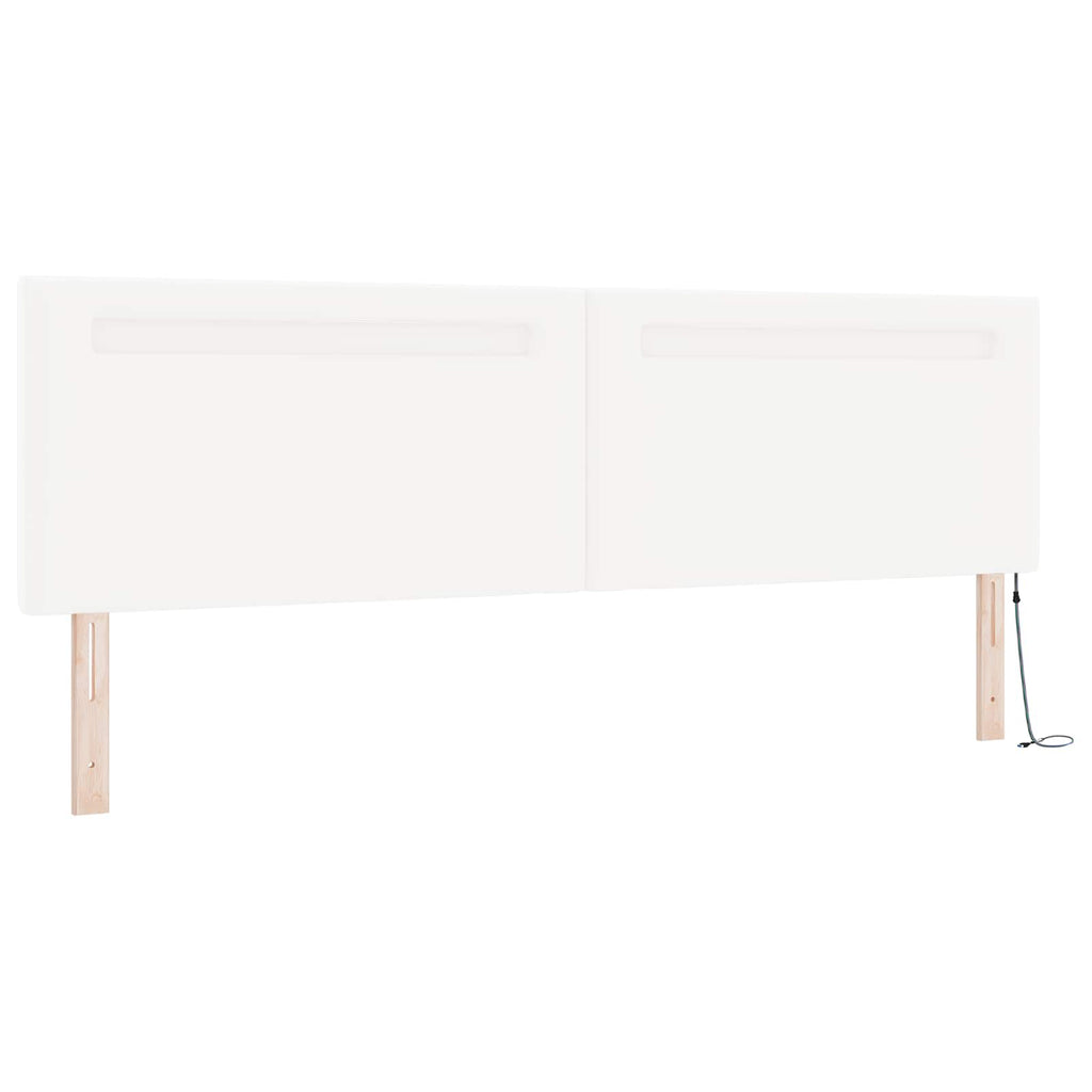 vidaXL Łóżko sprężynowe z LED Biały 200 x 200 cm Skóra syntetyczna