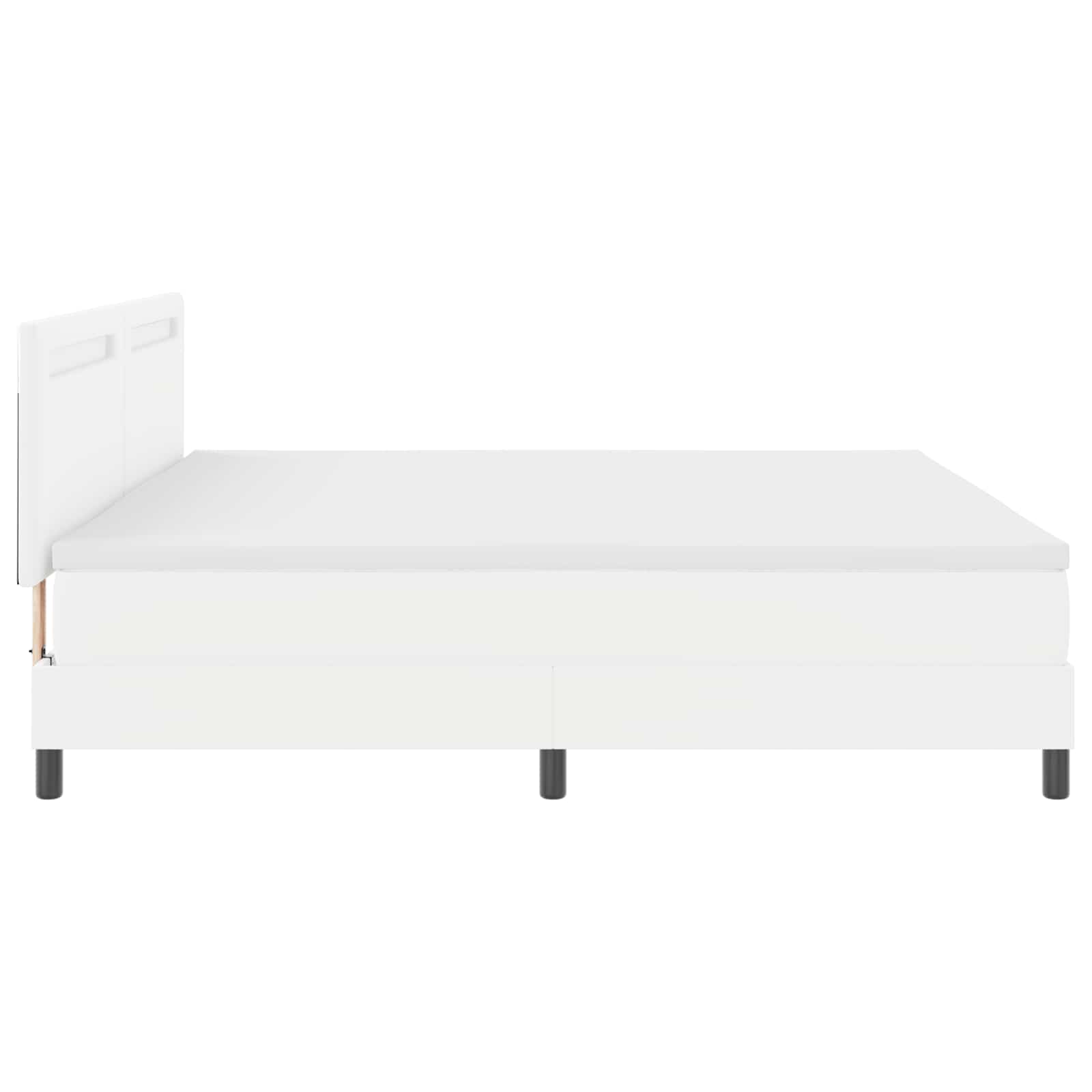 vidaXL Łóżko sprężynowe z LED Biały 200 x 200 cm Skóra syntetyczna