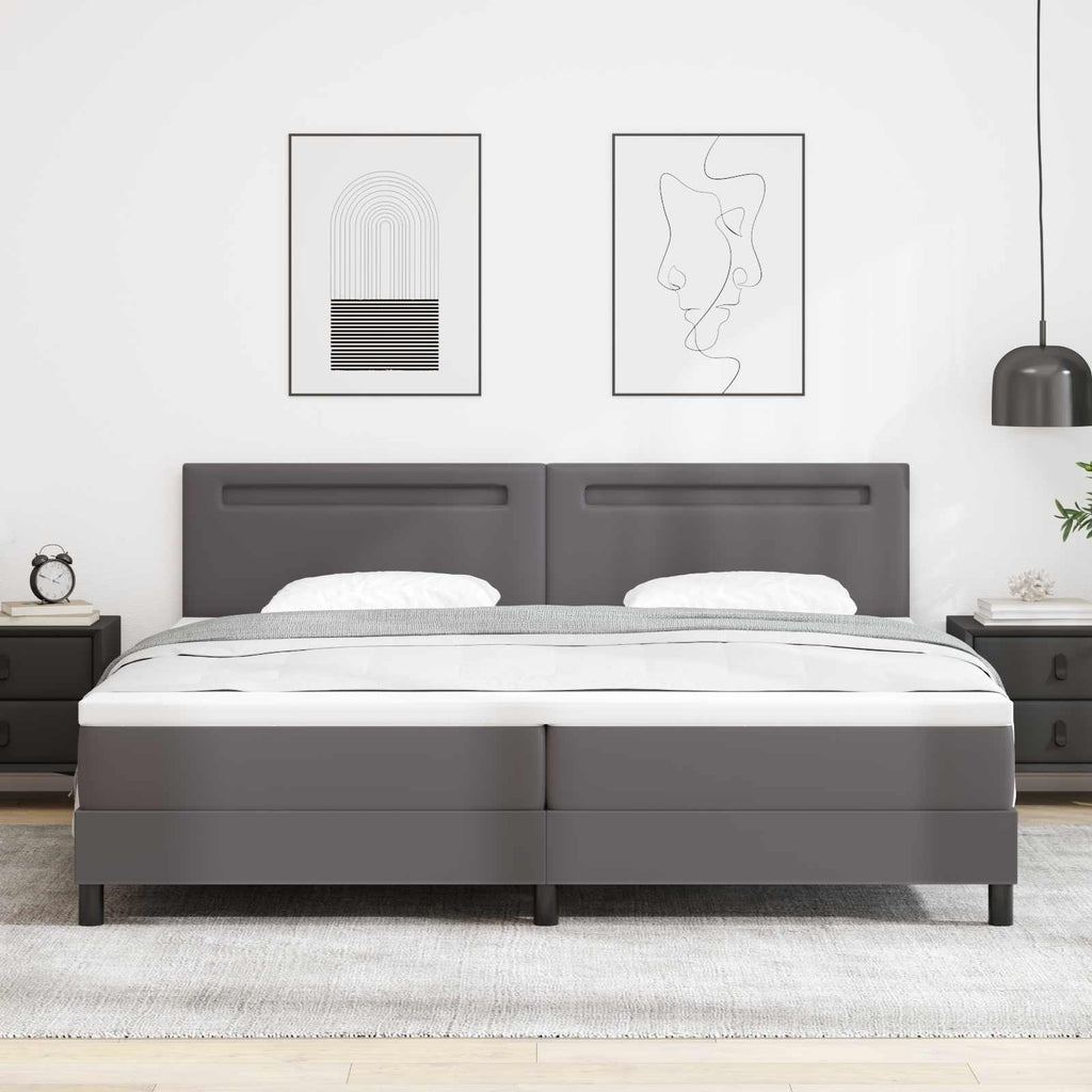 vidaXL Łóżko sprężynowe Szary 200 x 200 cm Skóra syntetyczna