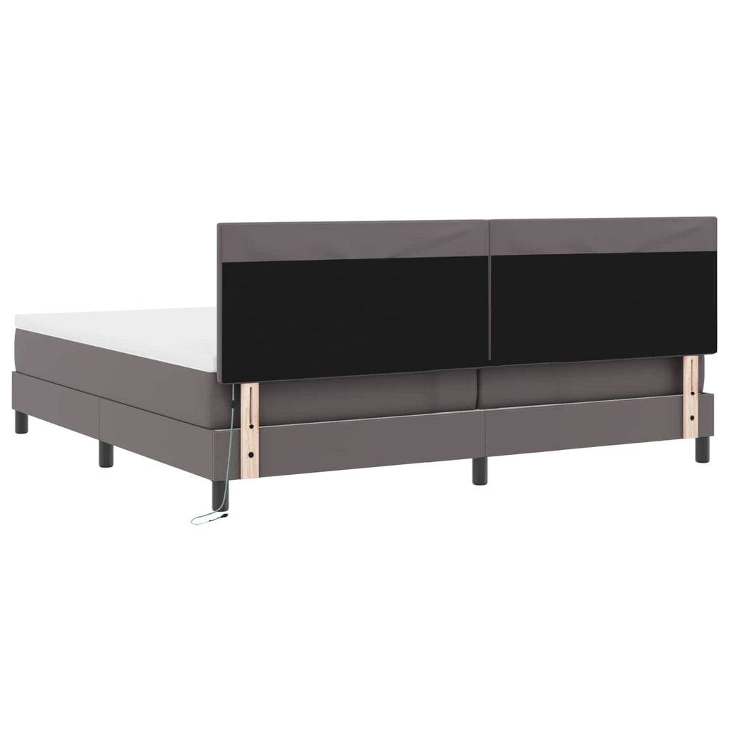 vidaXL Łóżko sprężynowe Szary 200 x 200 cm Skóra syntetyczna