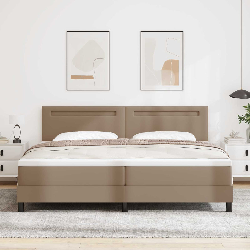 vidaXL Łóżko sprężynowe Cappuccino 200 x 200 cm Skóra syntetyczna