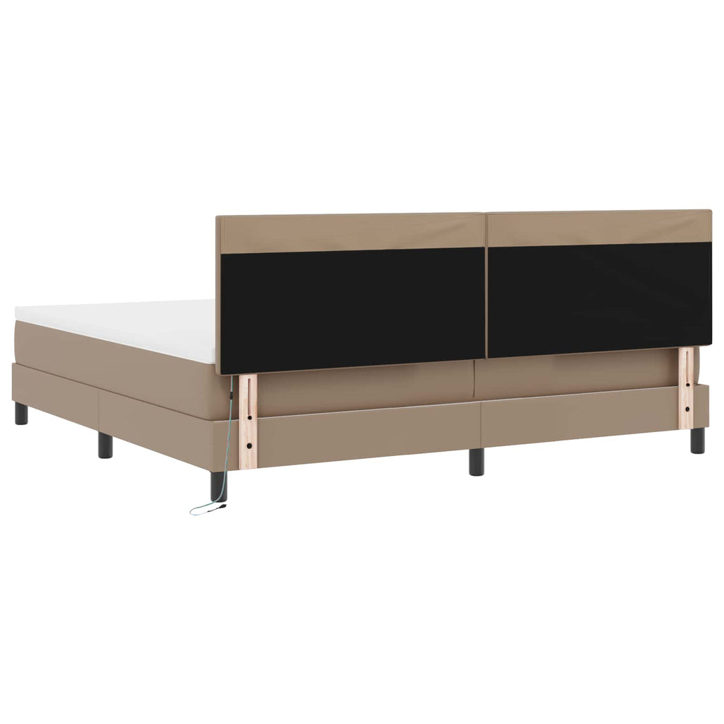 vidaXL Łóżko sprężynowe Cappuccino 200 x 200 cm Skóra syntetyczna