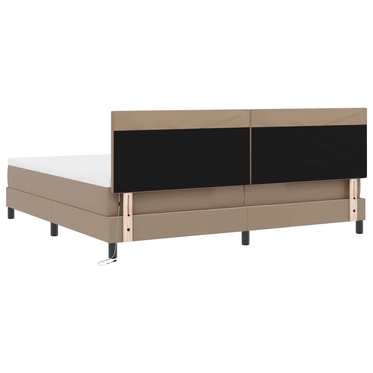 vidaXL Łóżko sprężynowe Cappuccino 200 x 200 cm Skóra syntetyczna