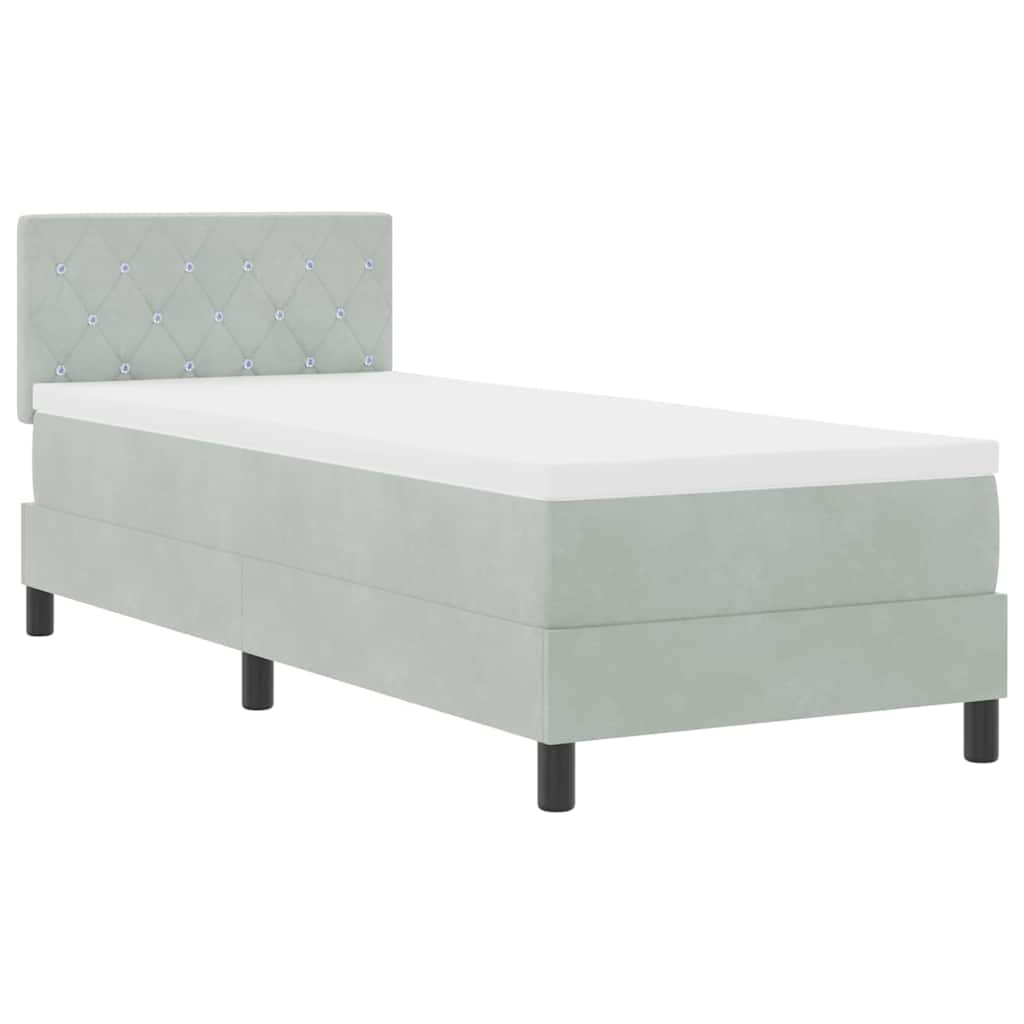 vidaXL Łóżko sprężynowe z materacem Jasnoszary 80 x 200 cm Aksamit