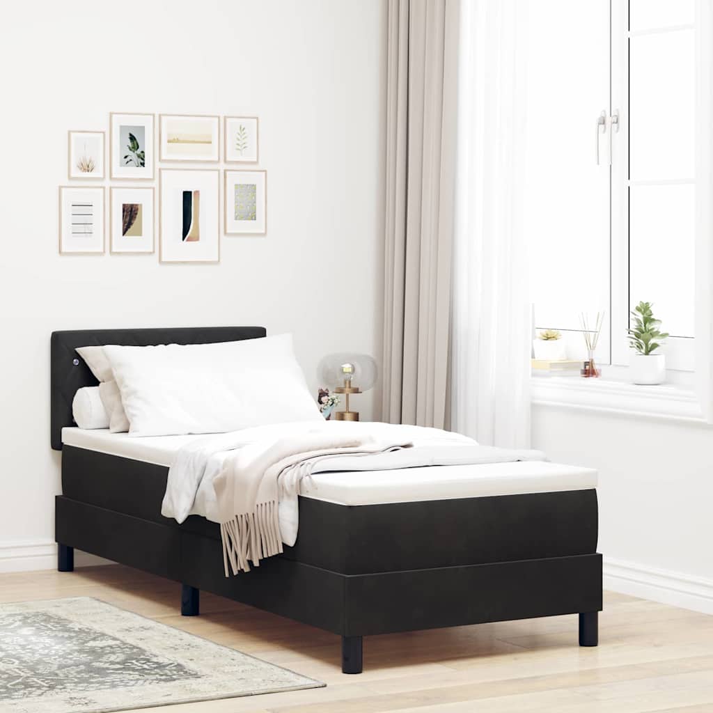 vidaXL Łóżko sprężynowe z materacem Czarny 80 x 200 cm Aksamit