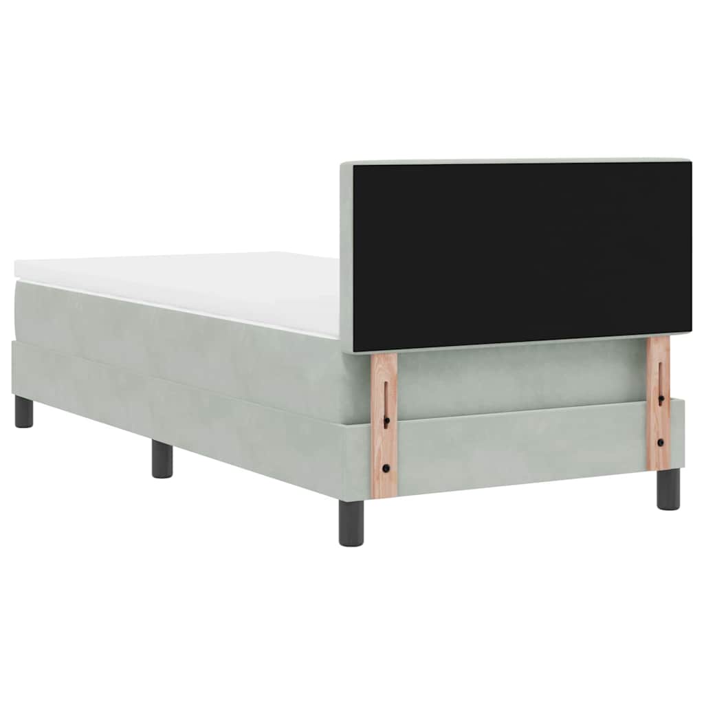 vidaXL Łóżko sprężynowe z materacem Jasnoszary 90 x 190 cm Aksamit