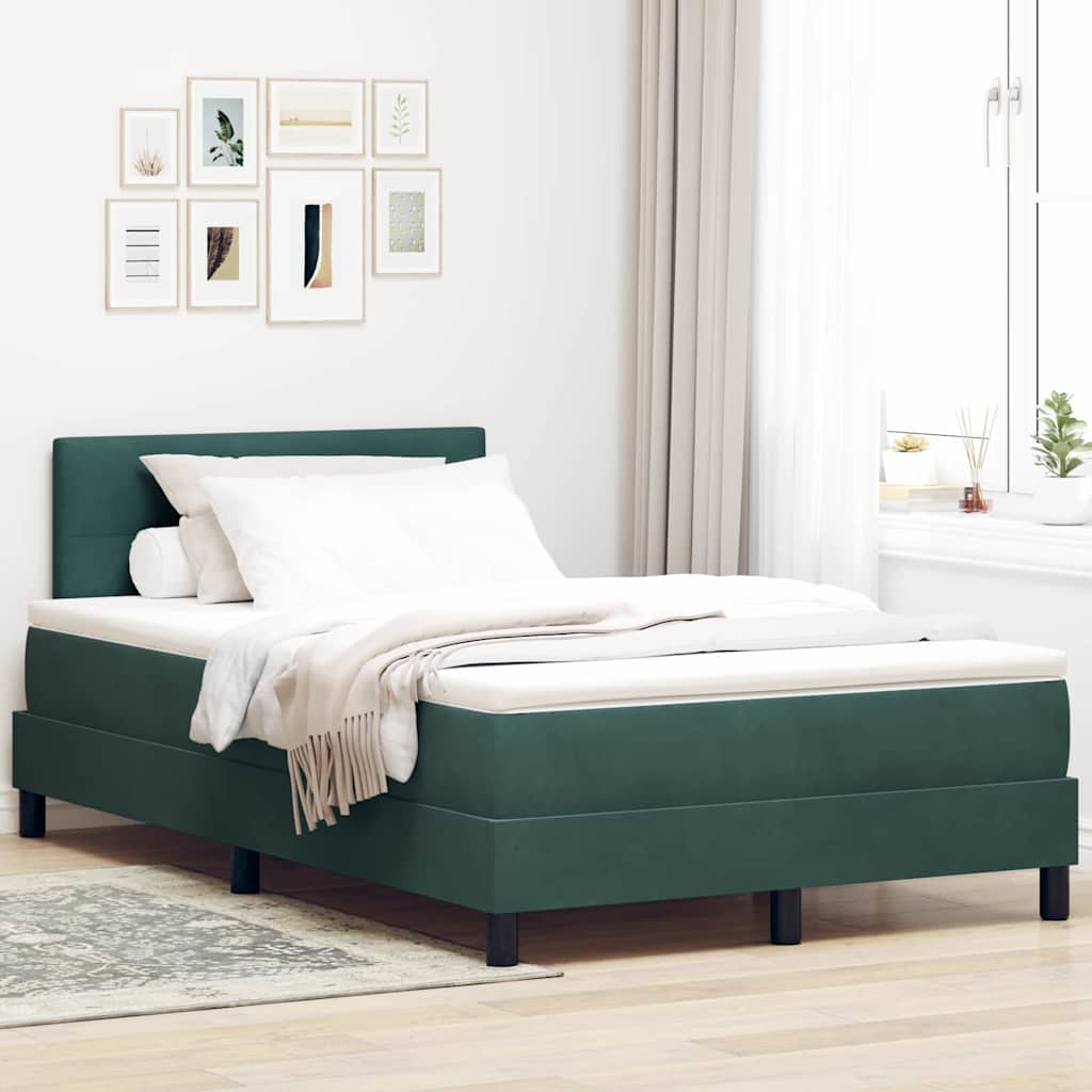 vidaXL Łóżko sprężynowe z materacem Ciemna zieleń 120 x 190 cm Aksamit