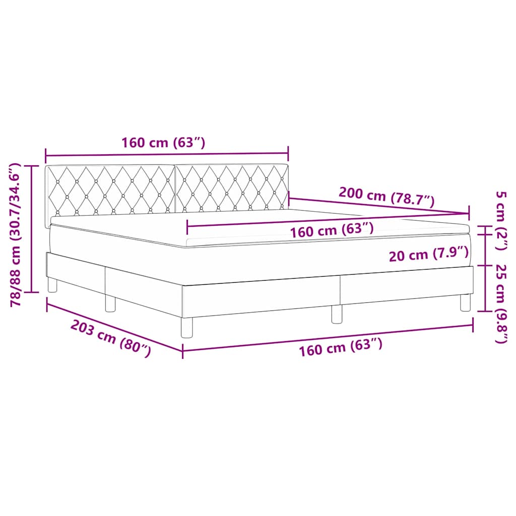 vidaXL Łóżko sprężynowe z materacem Ciemna zieleń 160 x 200 cm Aksamit