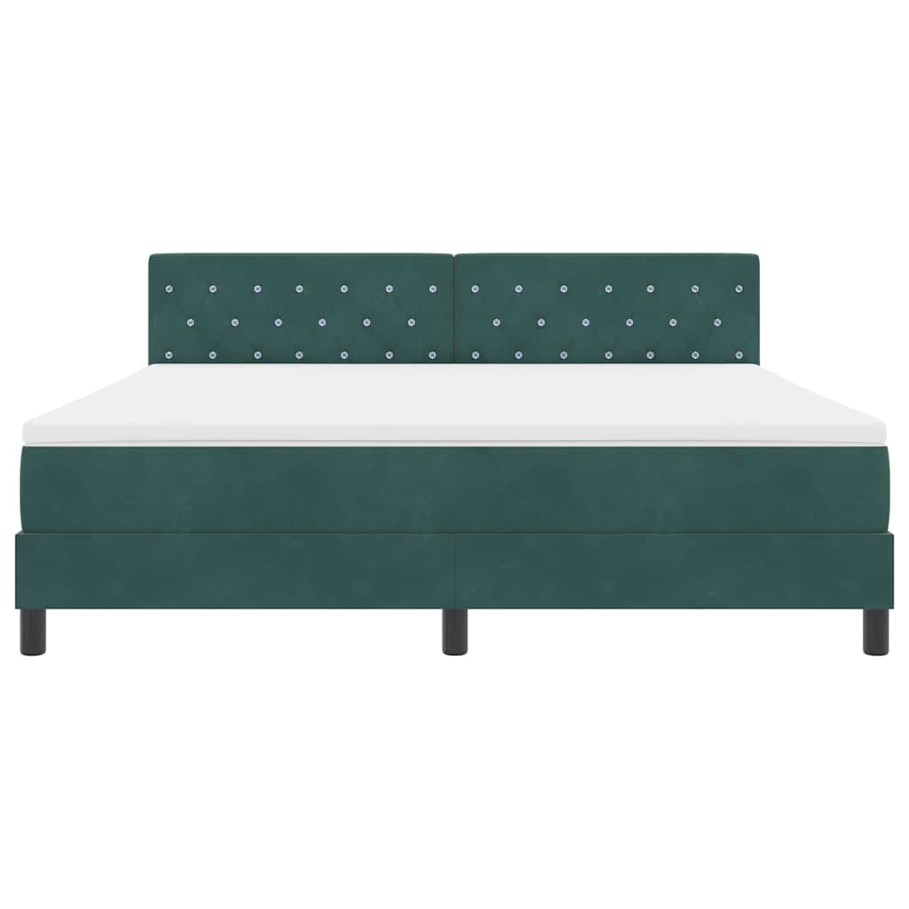 vidaXL Łóżko sprężynowe z materacem Ciemna zieleń 180 x 200 cm Aksamit