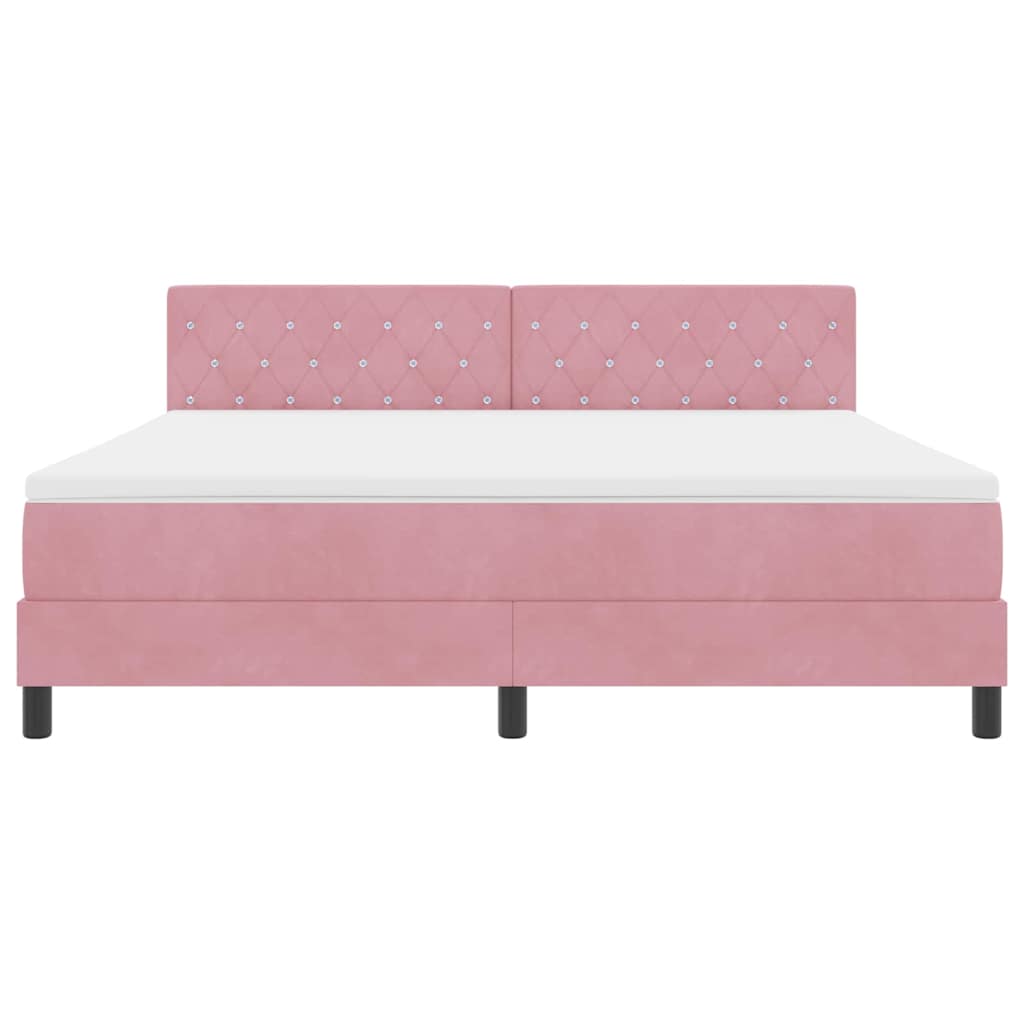 vidaXL Łóżko sprężynowe z materacem Różowy 180 x 200 cm Aksamit