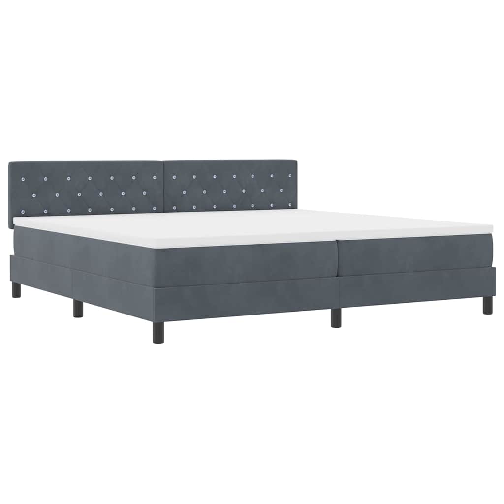 vidaXL Łóżko sprężynowe z materacem Ciemnoszary 200 x 200 cm Aksamit