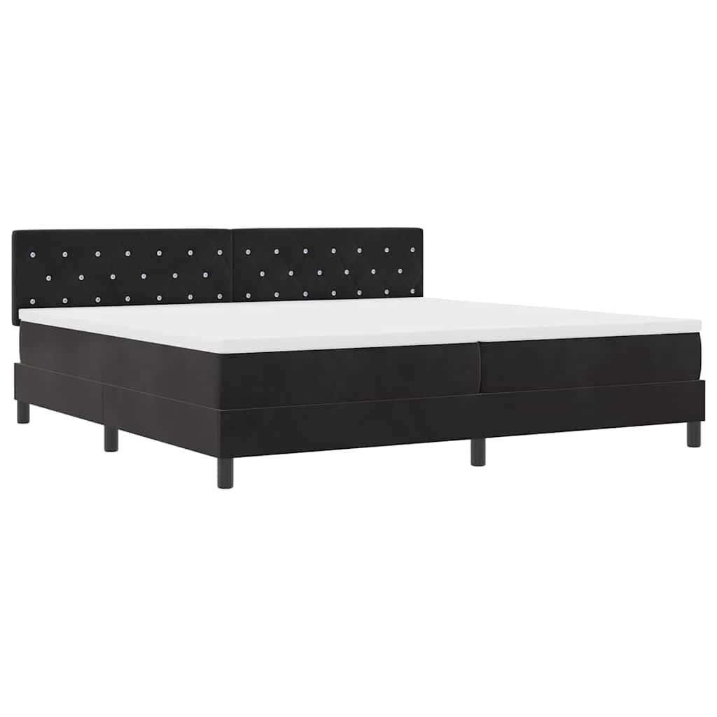 vidaXL Łóżko sprężynowe z materacem Czarny 200 x 200 cm Aksamit