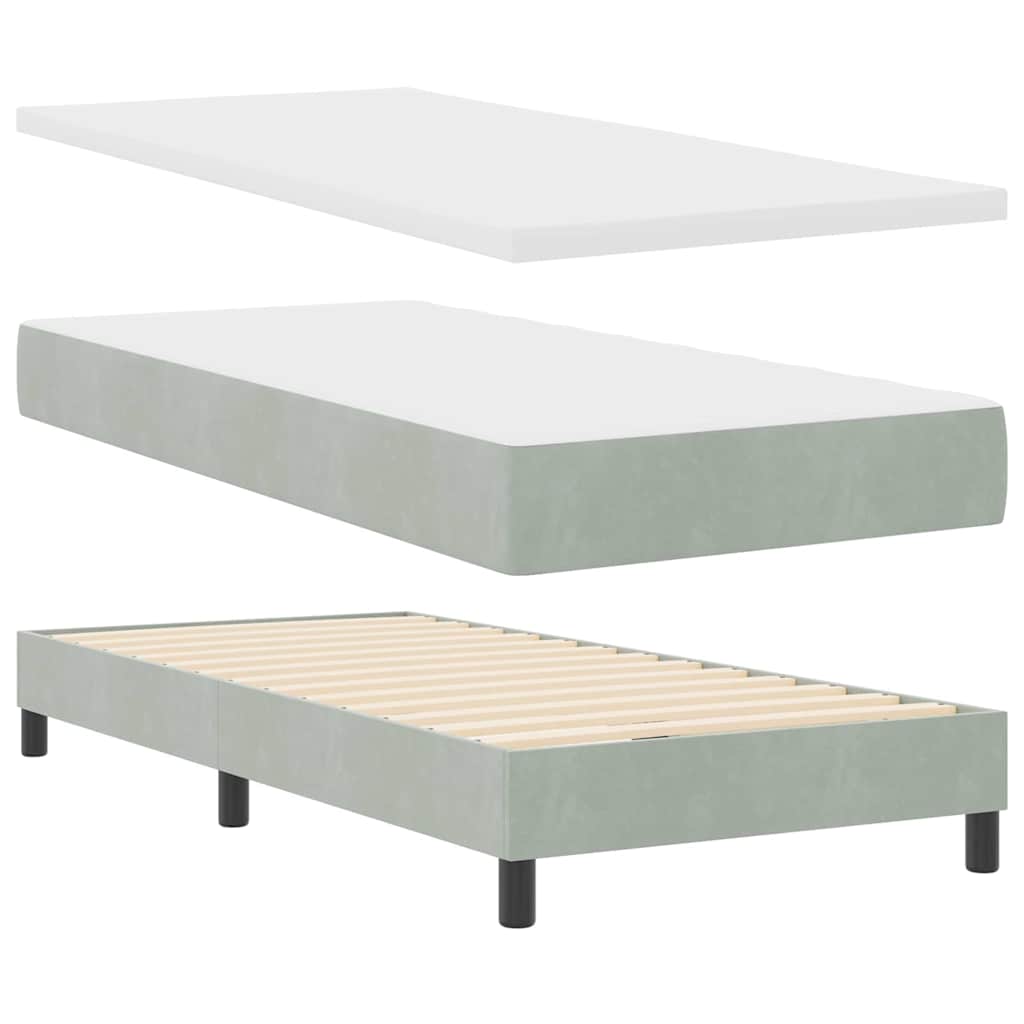 vidaXL Łóżko sprężynowe Z zagłówkiem Jasnoszary 80 x 200 cm Aksamit