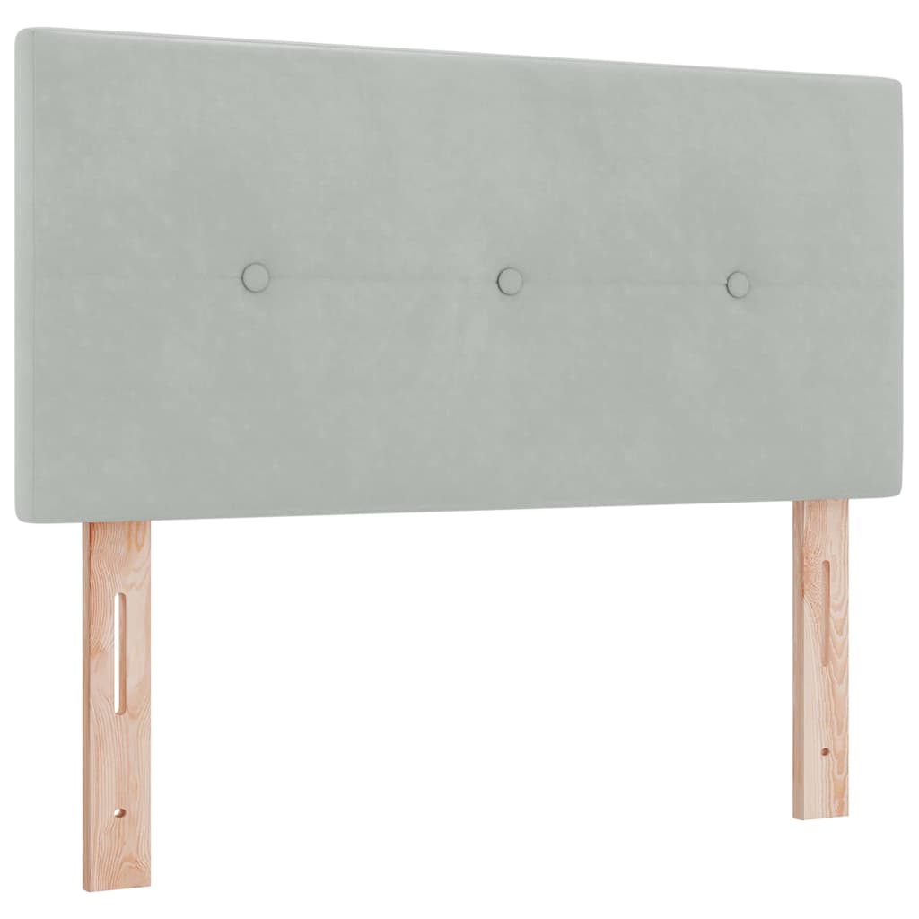 vidaXL Łóżko sprężynowe Z zagłówkiem Jasnoszary 80 x 200 cm Aksamit