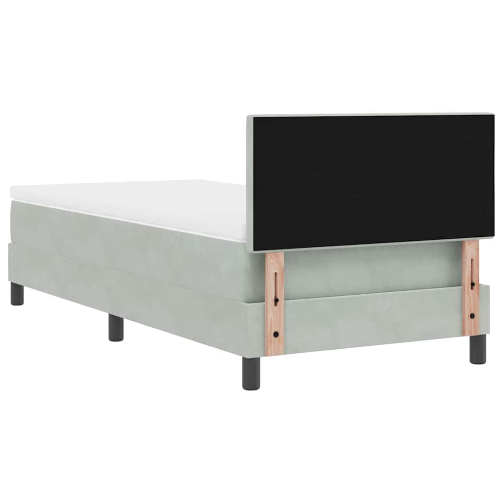 vidaXL Łóżko sprężynowe Z zagłówkiem Jasnoszary 80 x 200 cm Aksamit