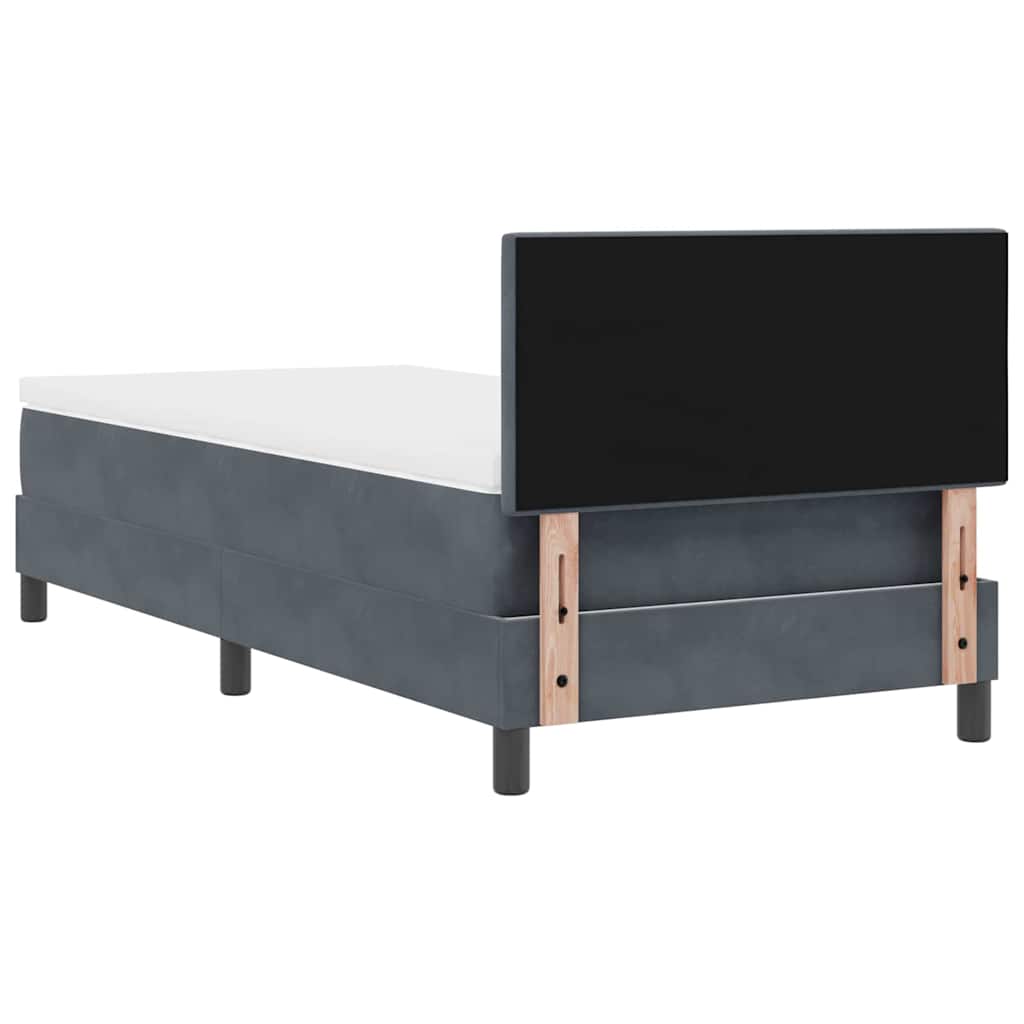 vidaXL Łóżko sprężynowe z materacem Ciemnoszary 90 x 190 cm Aksamit