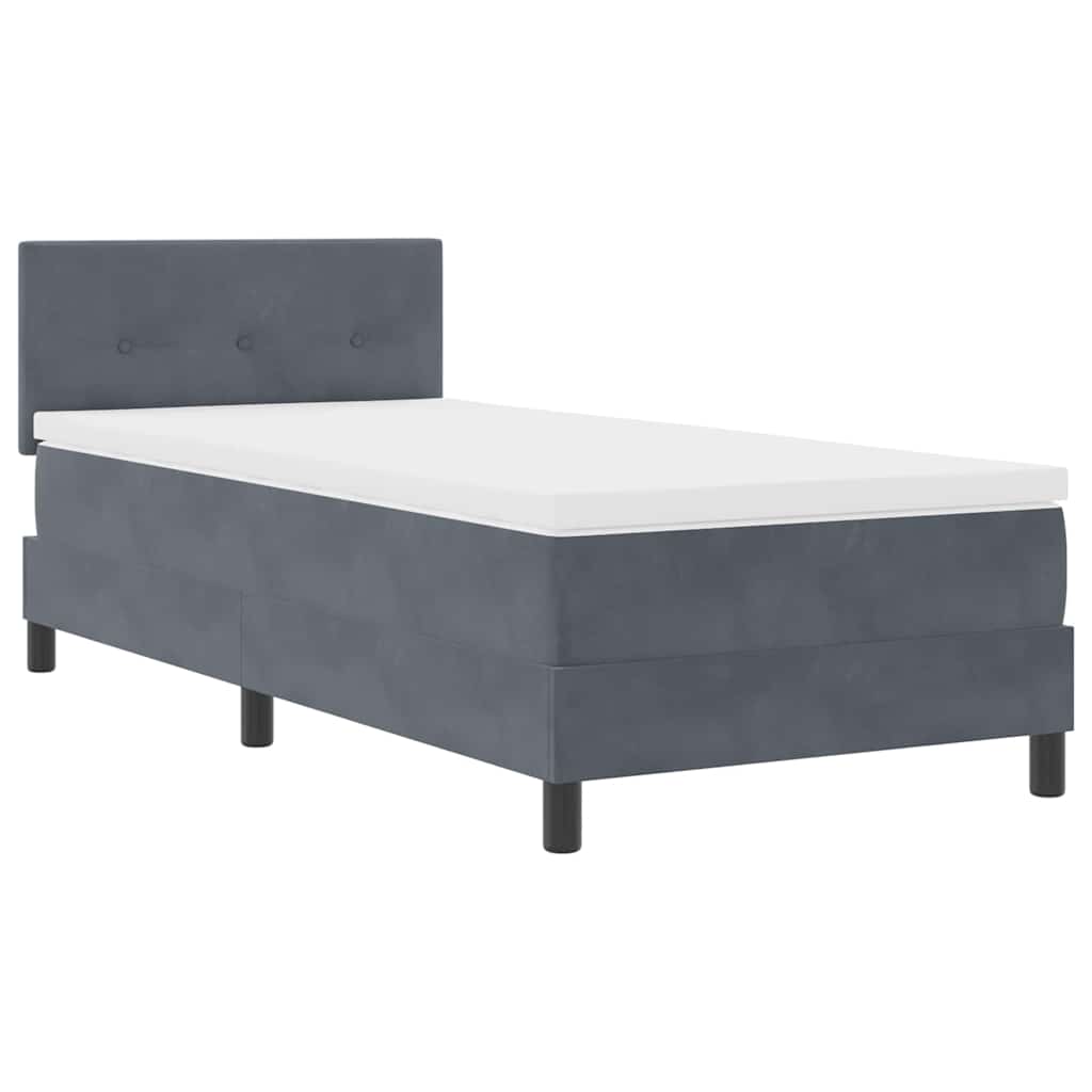 vidaXL Łóżko sprężynowe z materacem Ciemnoszary 90 x 200 cm Aksamit