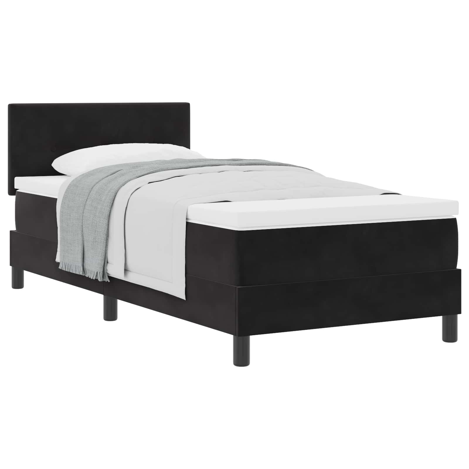 vidaXL Łóżko sprężynowe z materacem Czarny 90 x 200 cm Aksamit