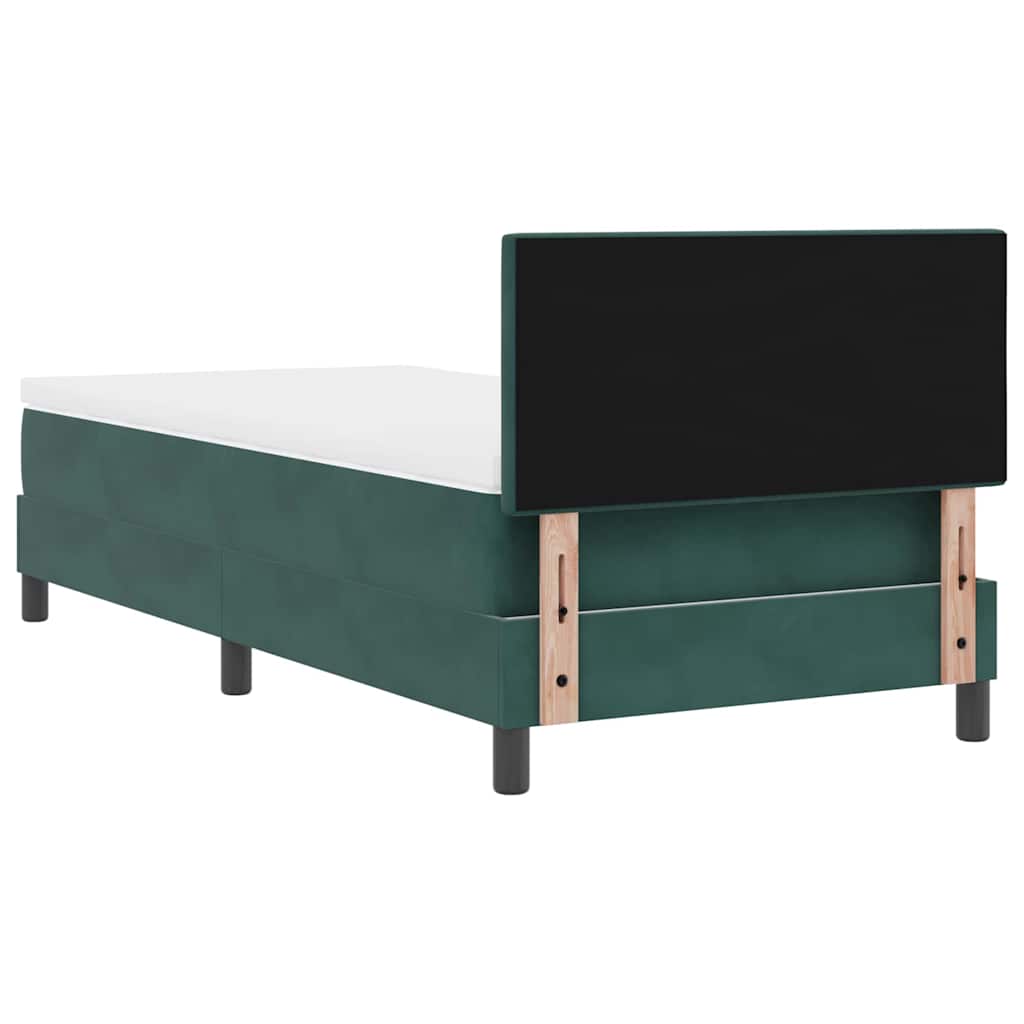 vidaXL Łóżko sprężynowe z materacem Ciemna zieleń 100 x 200 cm Aksamit