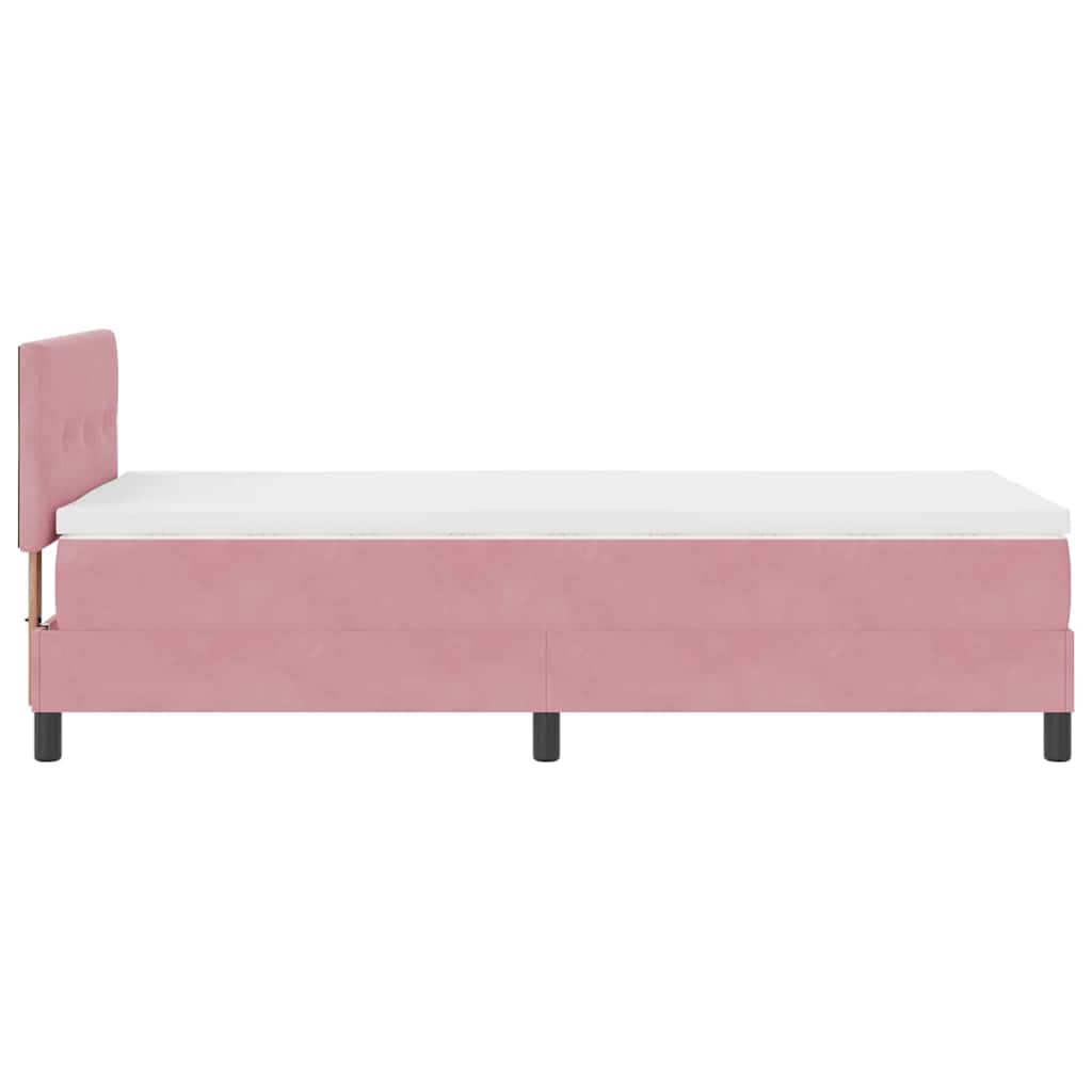 vidaXL Łóżko sprężynowe Z zagłówkiem Różowy 100 x 200 cm Aksamit