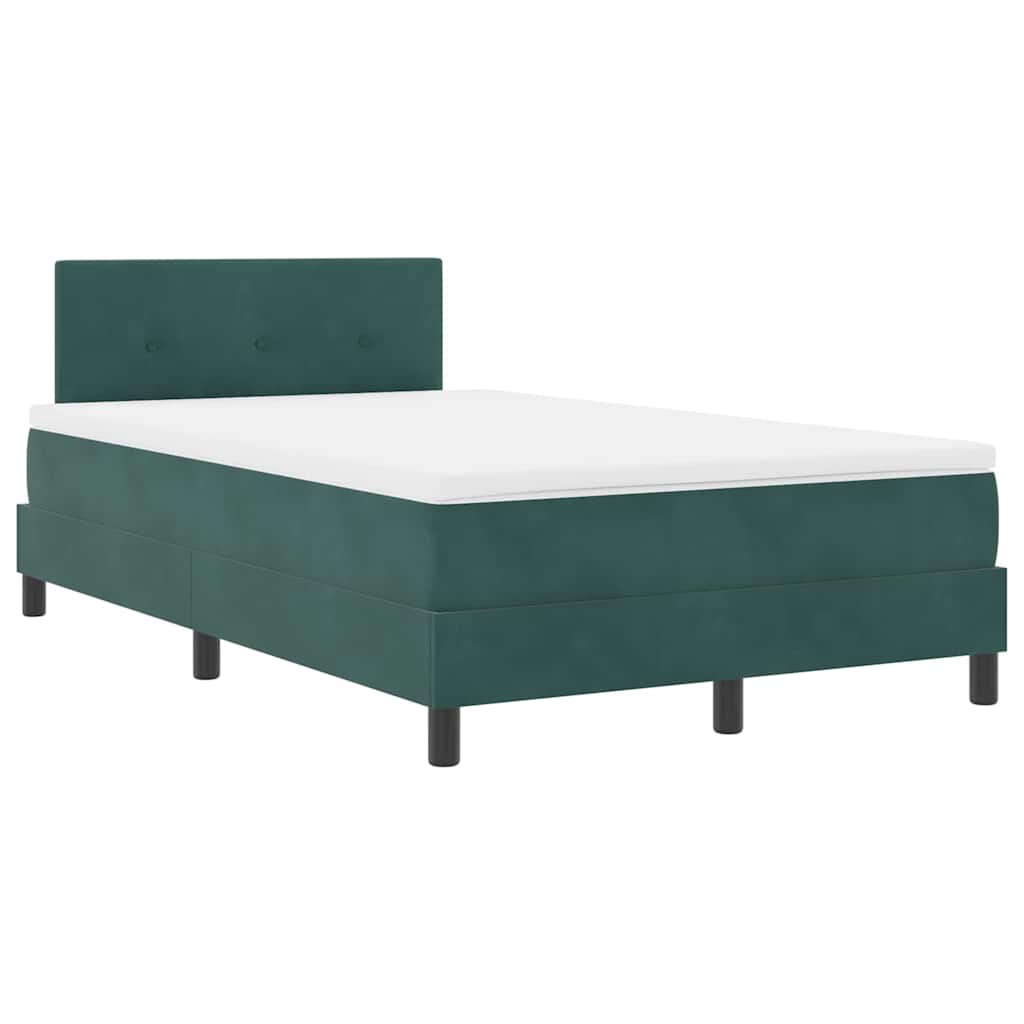 vidaXL Łóżko sprężynowe z materacem Ciemna zieleń 120 x 190 cm Aksamit